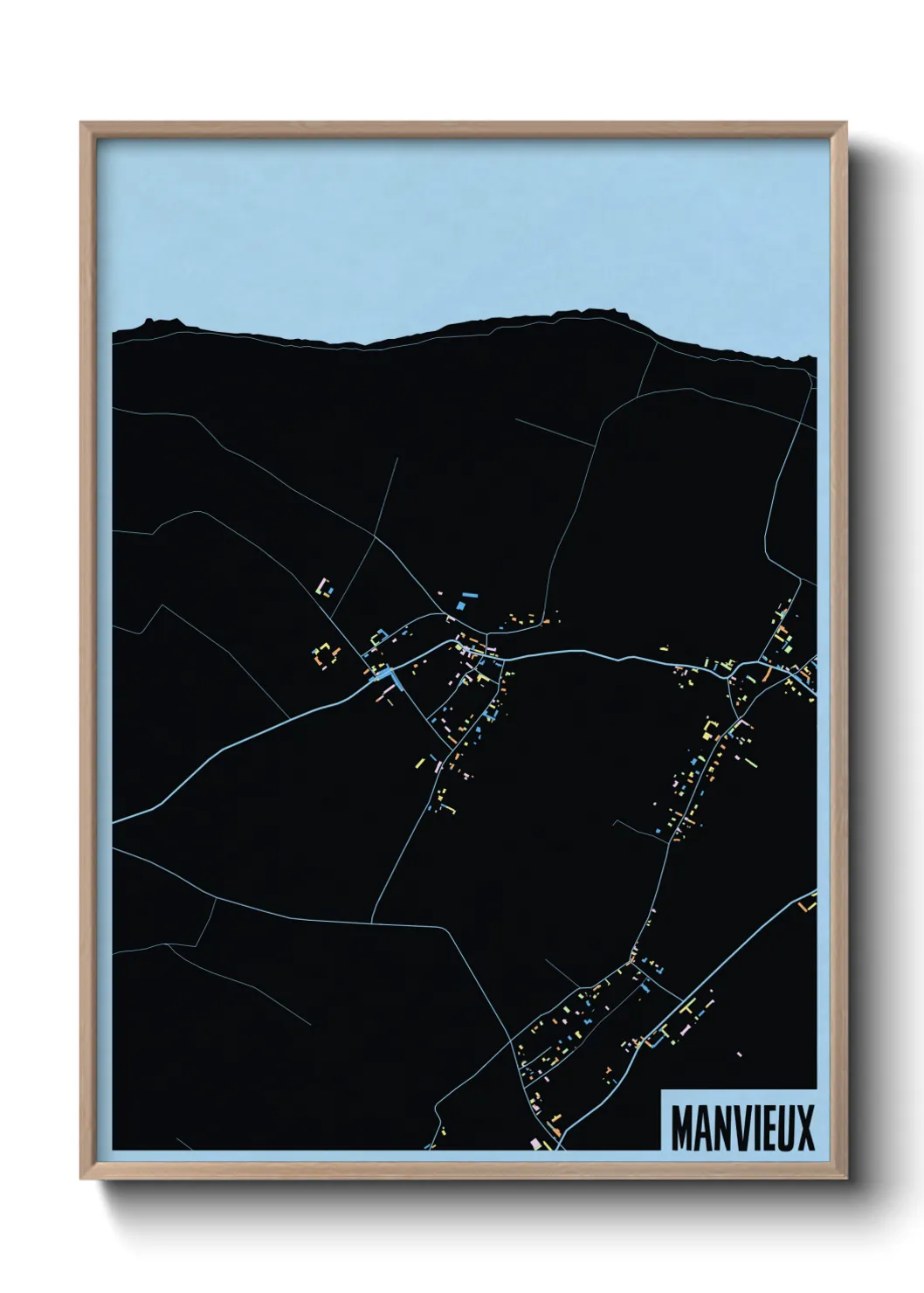 Une affiche de carte sur Manvieux