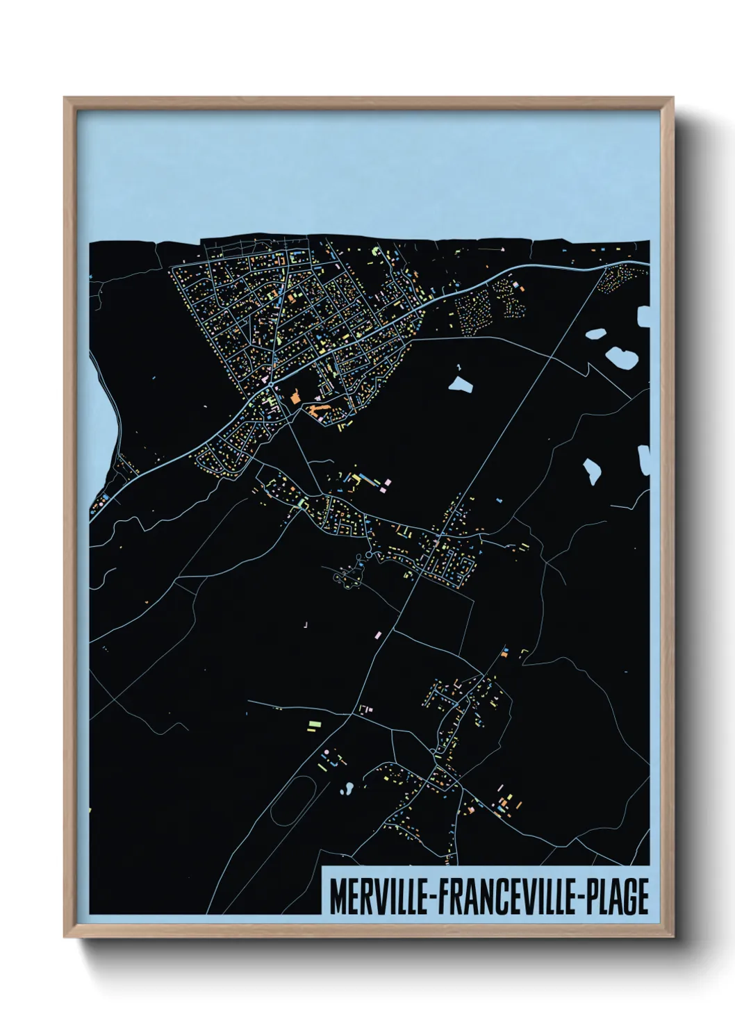 Une affiche de carte sur Merville-Franceville-Plage