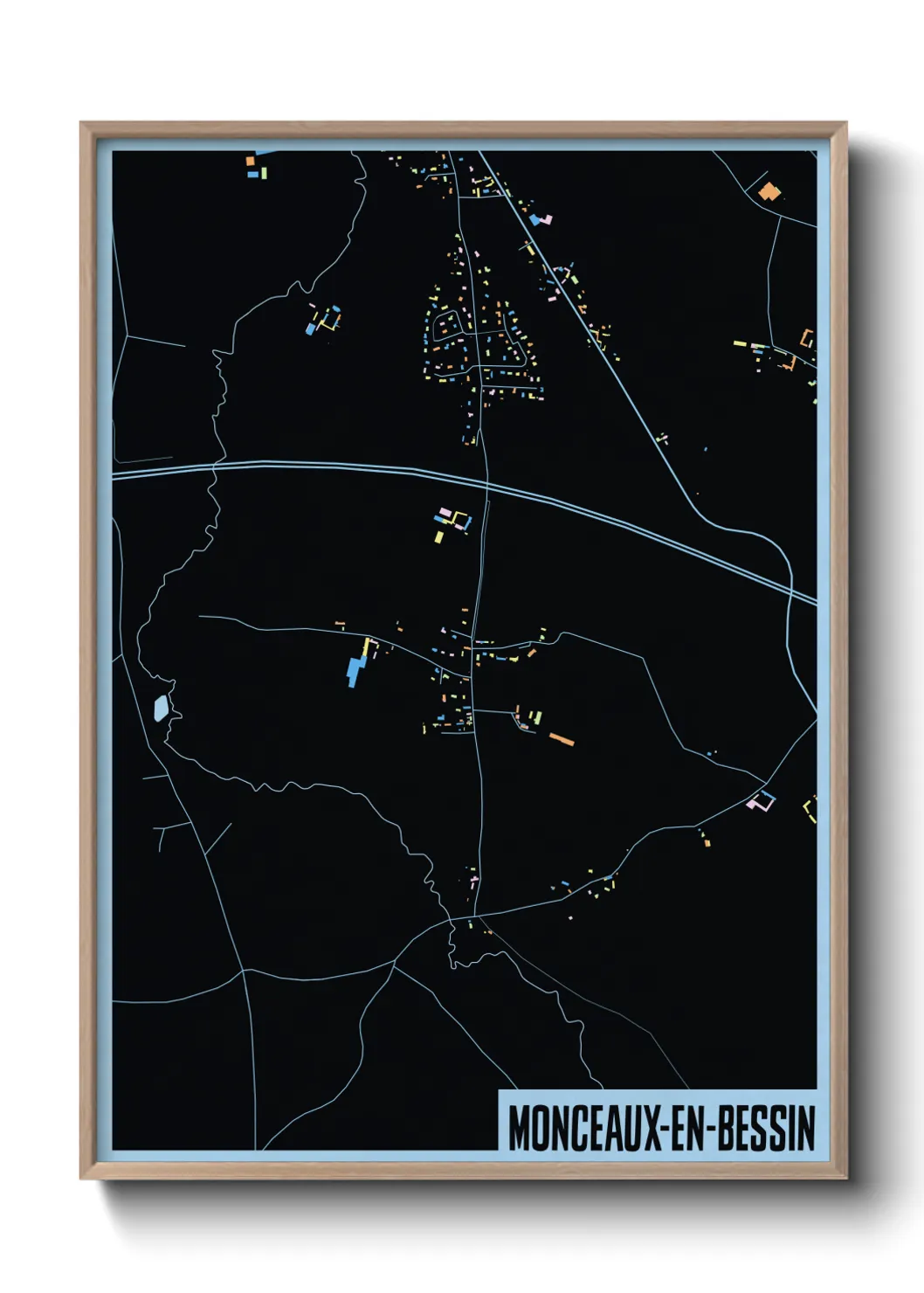 Une affiche de carte sur Monceaux-en-Bessin