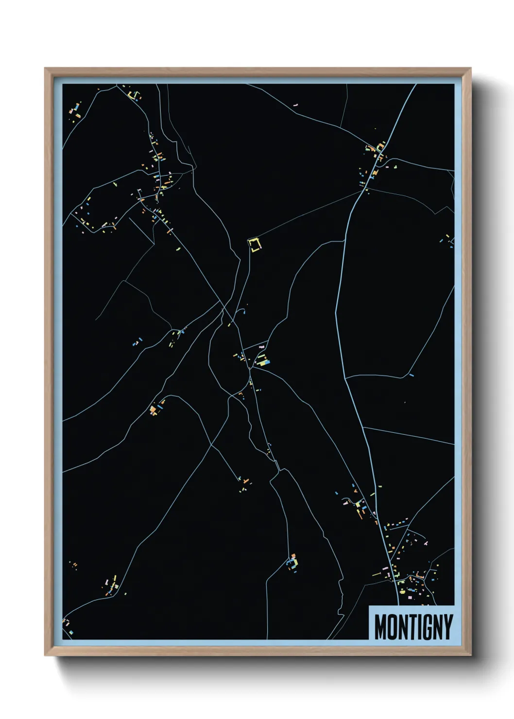 Une affiche de carte sur Montigny