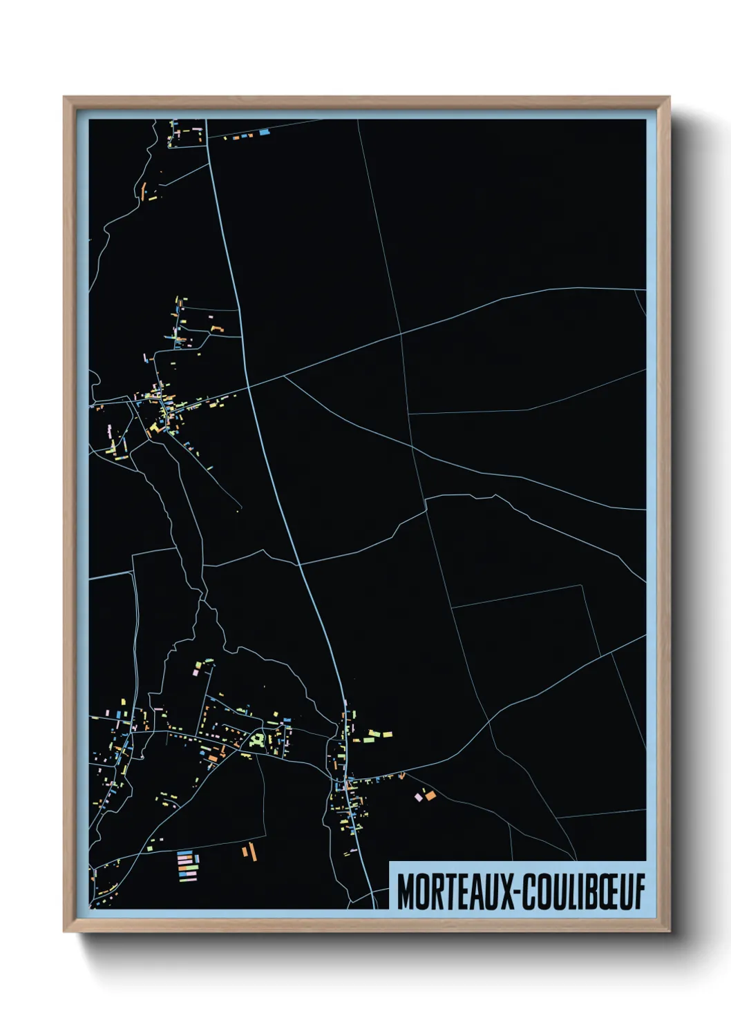 Une affiche de carte sur Morteaux-Coulibœuf