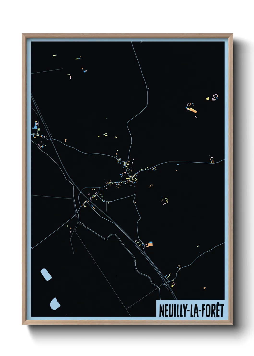 Une affiche de carte sur Neuilly-la-Forêt