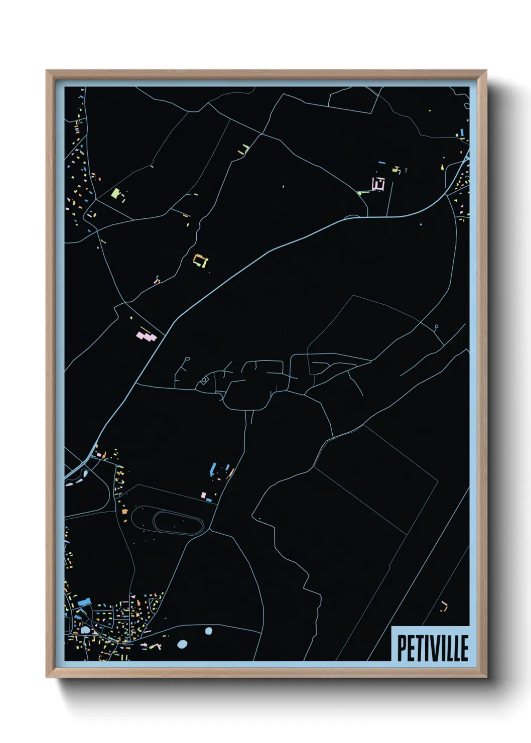 Une affiche de carte sur Petiville