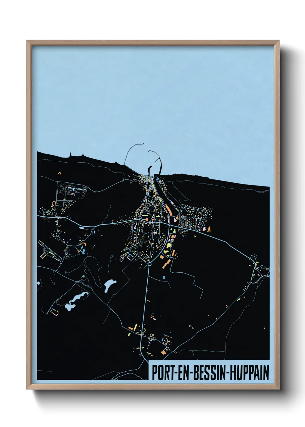 Une affiche de carte sur Port-en-Bessin-Huppain