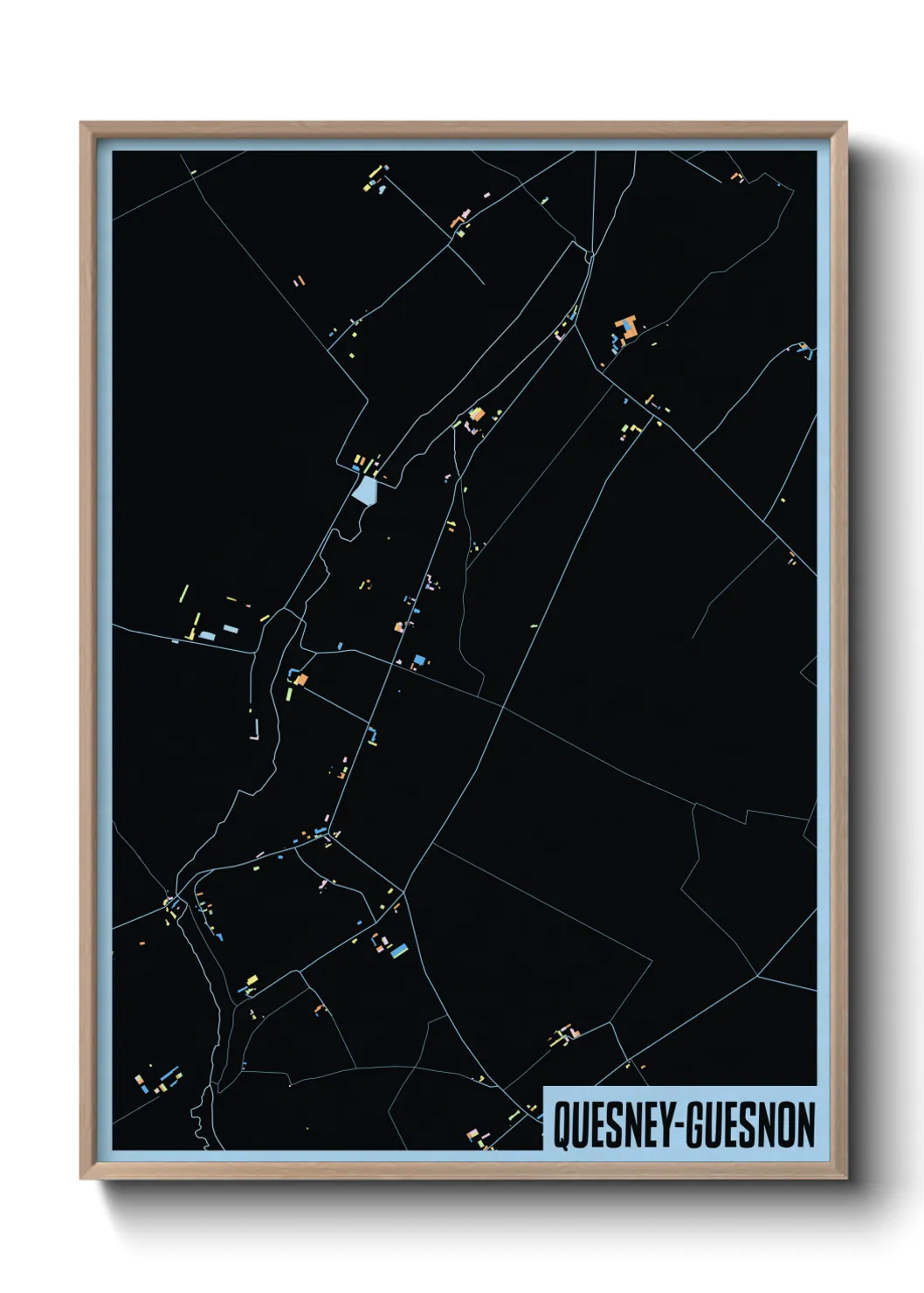 Une affiche de carte sur Quesney-Guesnon