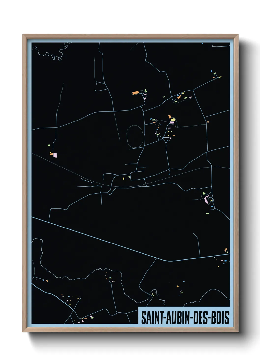 Une affiche de carte sur Saint-Aubin-des-Bois