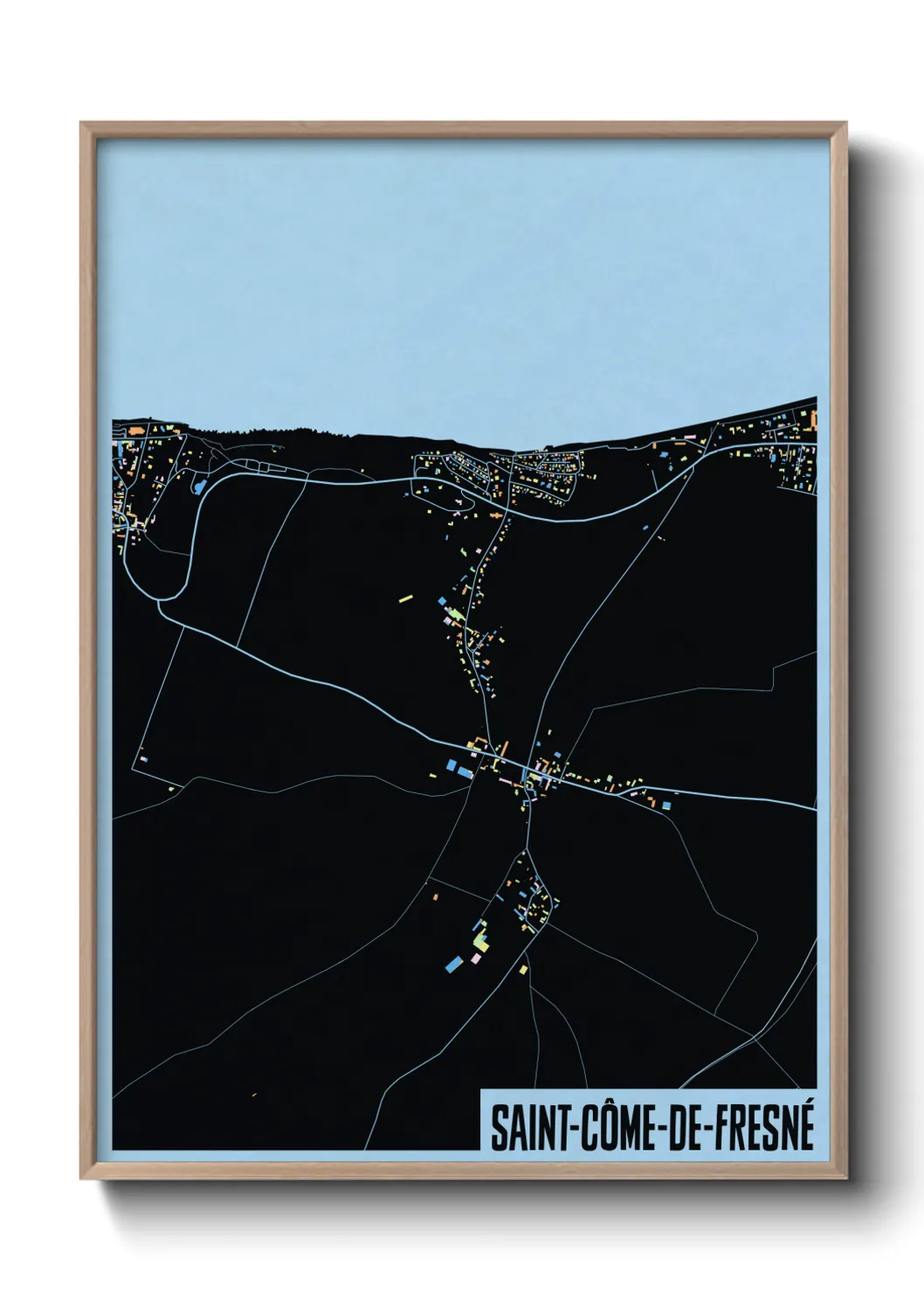 Une affiche de carte sur Saint-Côme-de-Fresné