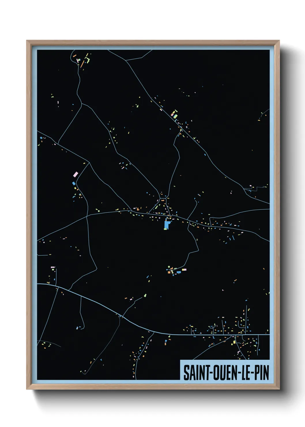 Une affiche de carte sur Saint-Ouen-le-Pin