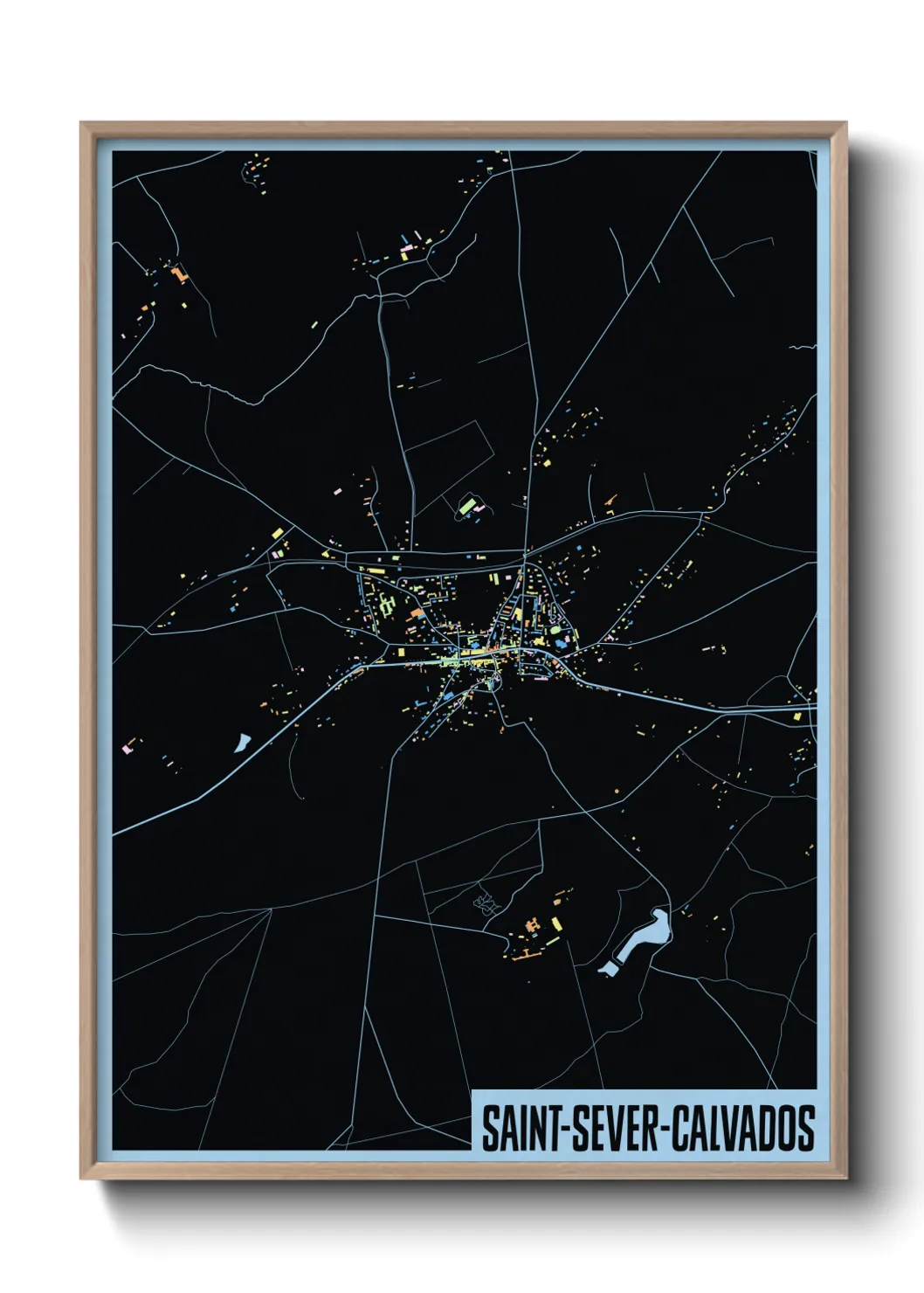 Une affiche de carte sur Saint-Sever-Calvados