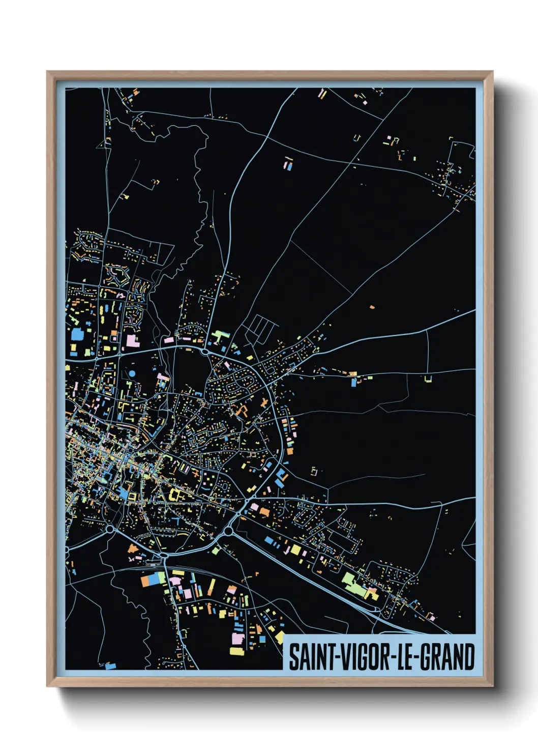 Une affiche de carte sur Saint-Vigor-le-Grand