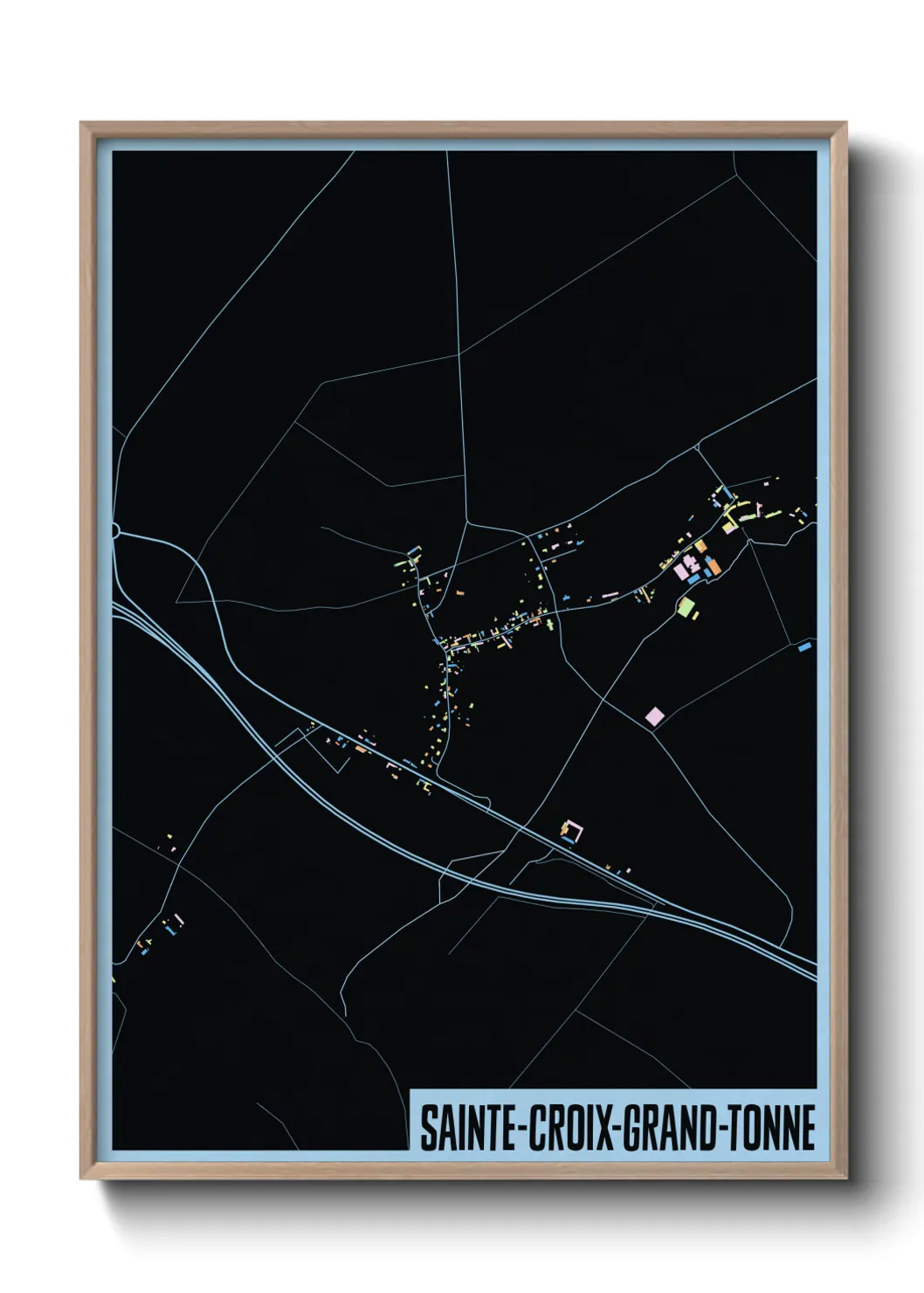 Une affiche de carte sur Sainte-Croix-Grand-Tonne