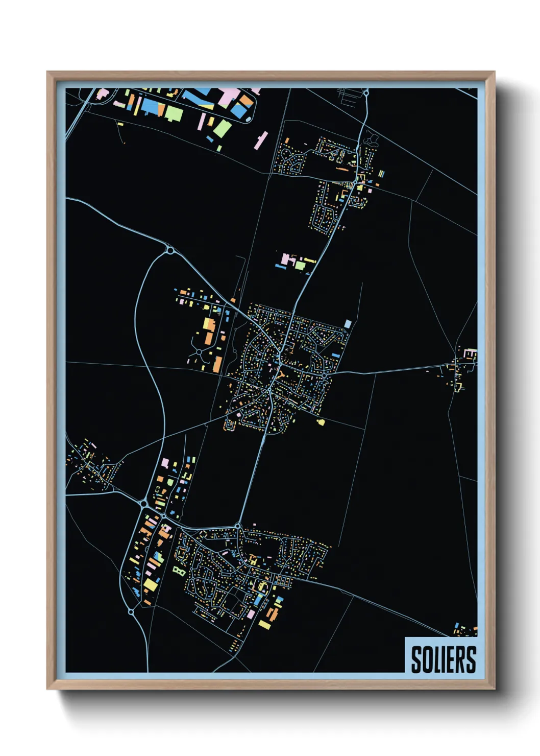 Une affiche de carte sur Soliers