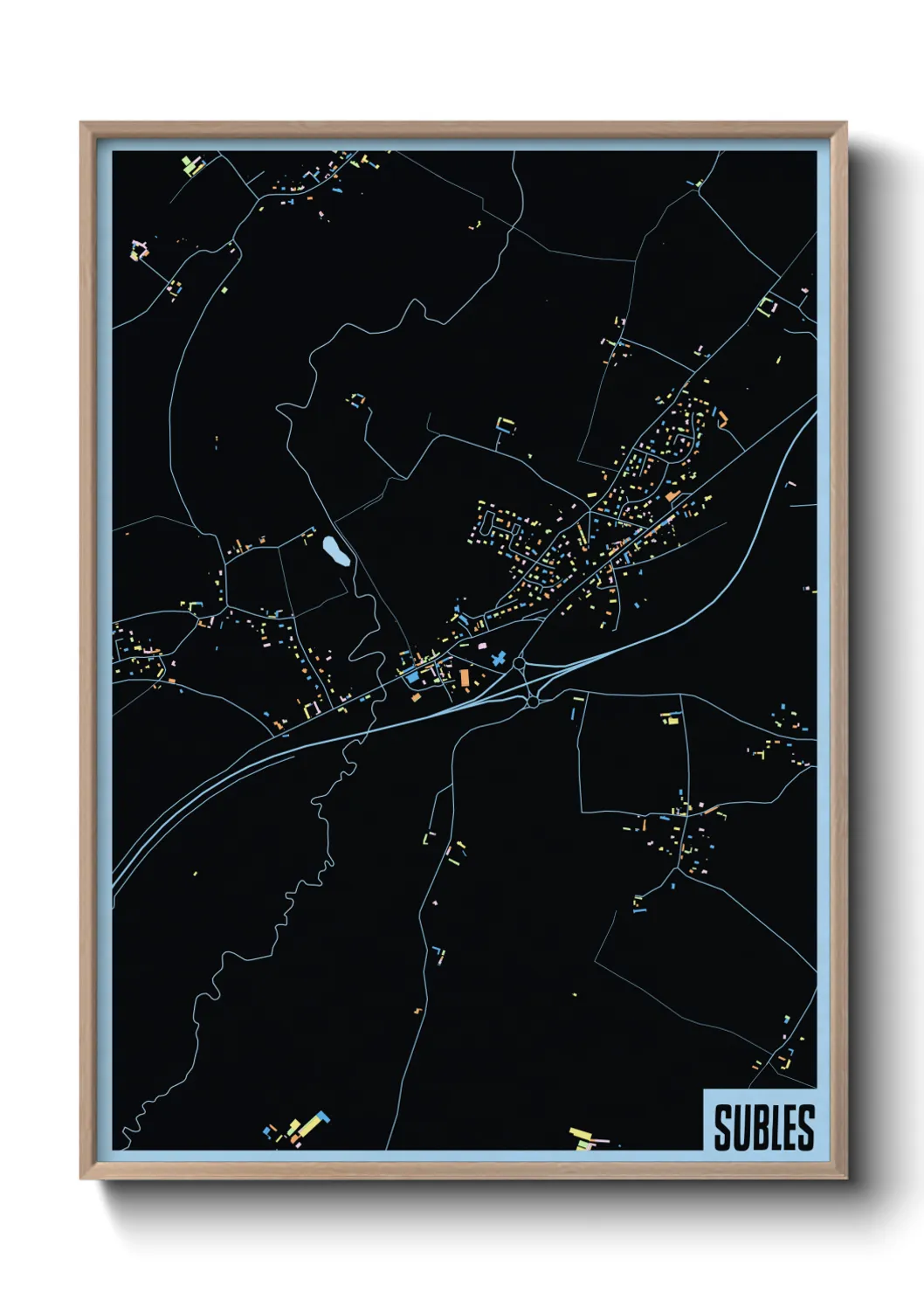 Une affiche de carte sur Subles