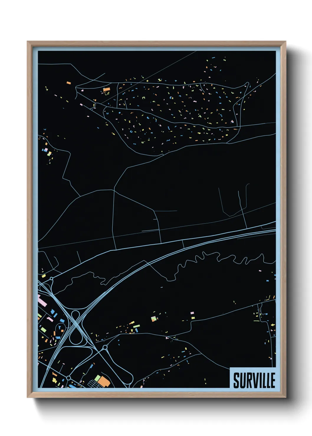 Une affiche de carte sur Surville