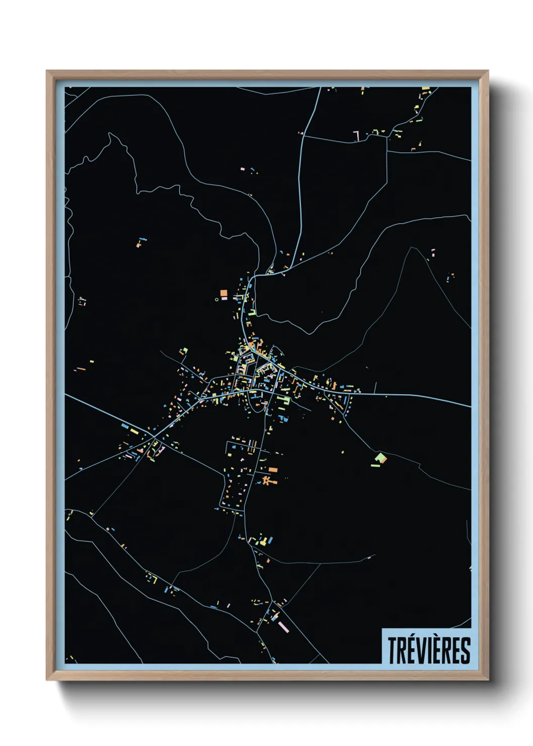 Une affiche de carte sur Trévières