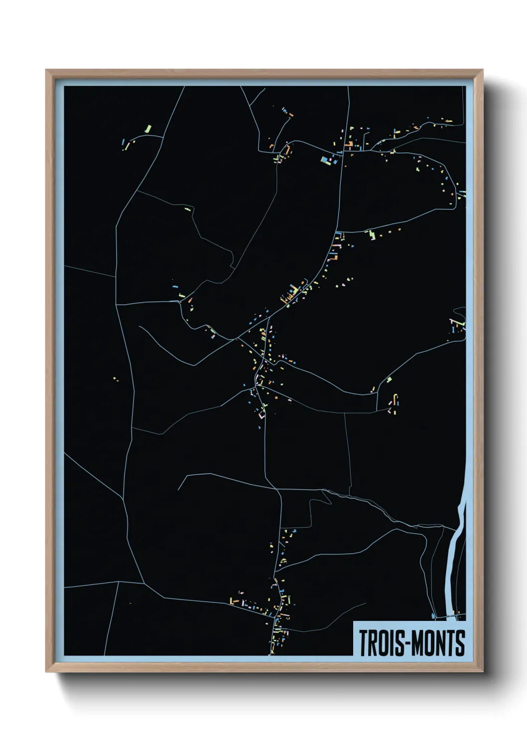 Une affiche de carte sur Trois-Monts