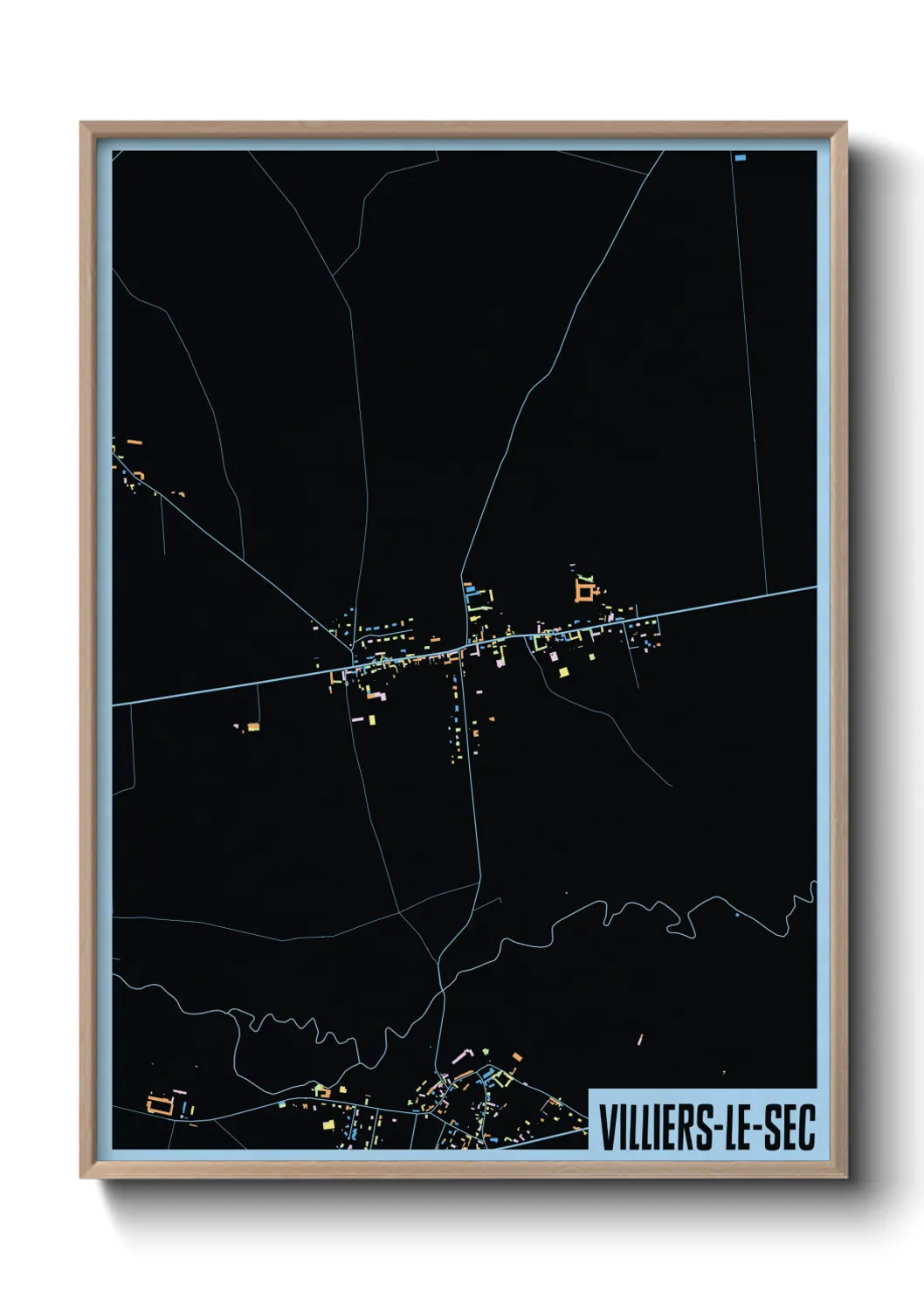 Une affiche de carte sur Villiers-le-Sec