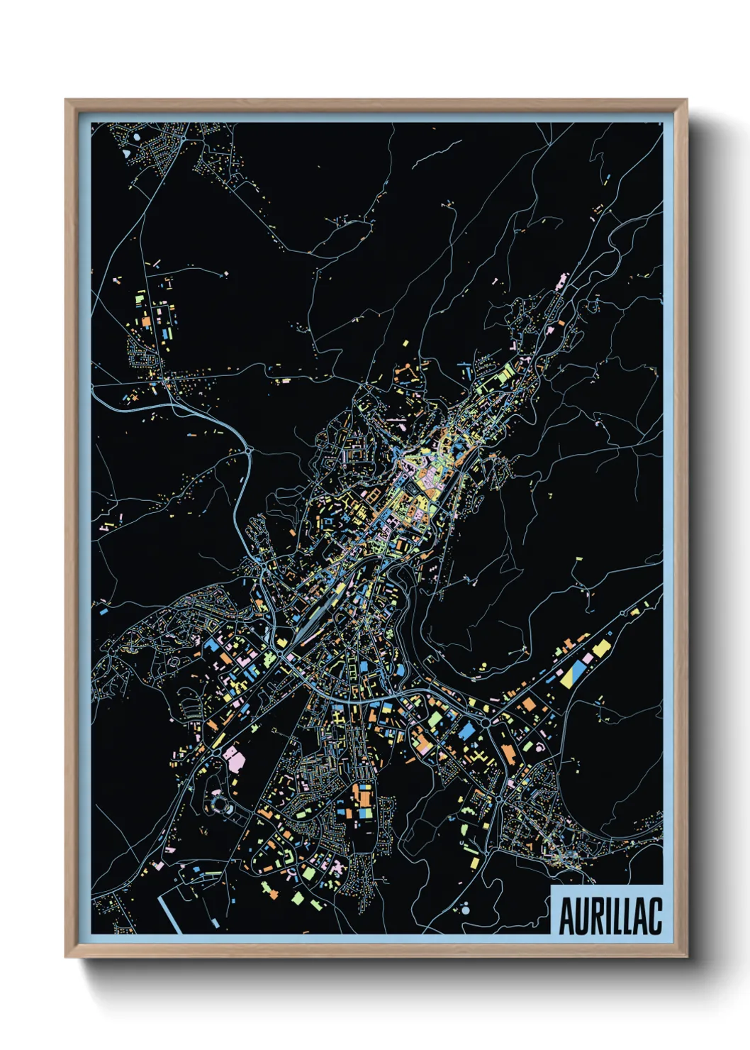 Une affiche de carte sur Aurillac