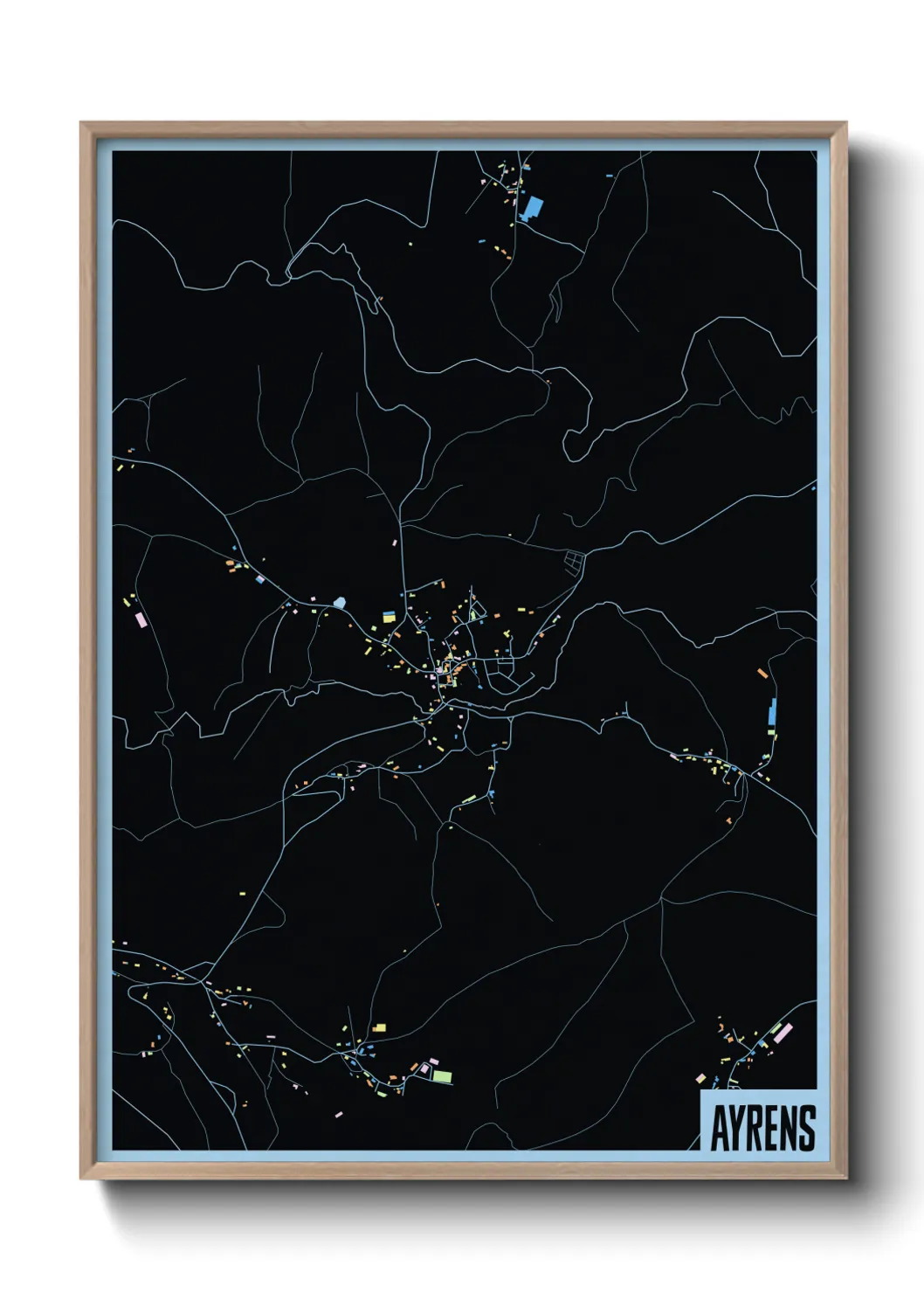 Une affiche de carte sur Ayrens