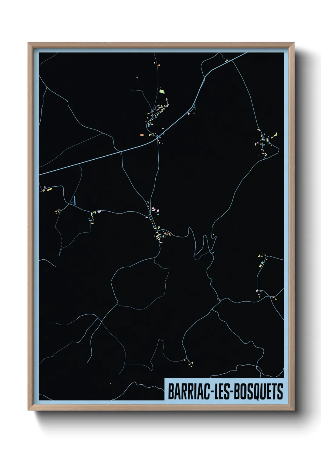 Une affiche de carte sur Barriac-les-Bosquets