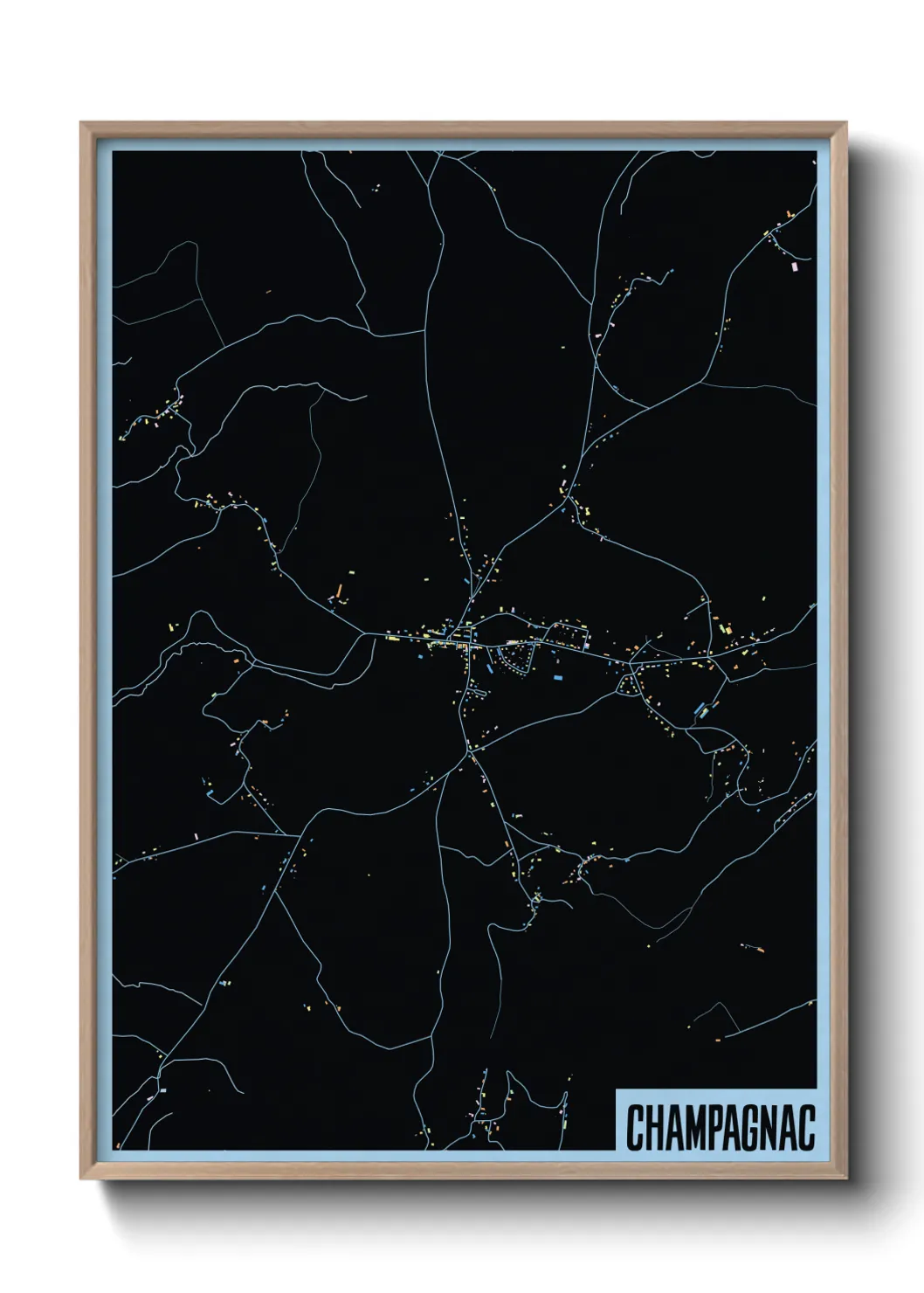 Une affiche de carte sur Champagnac