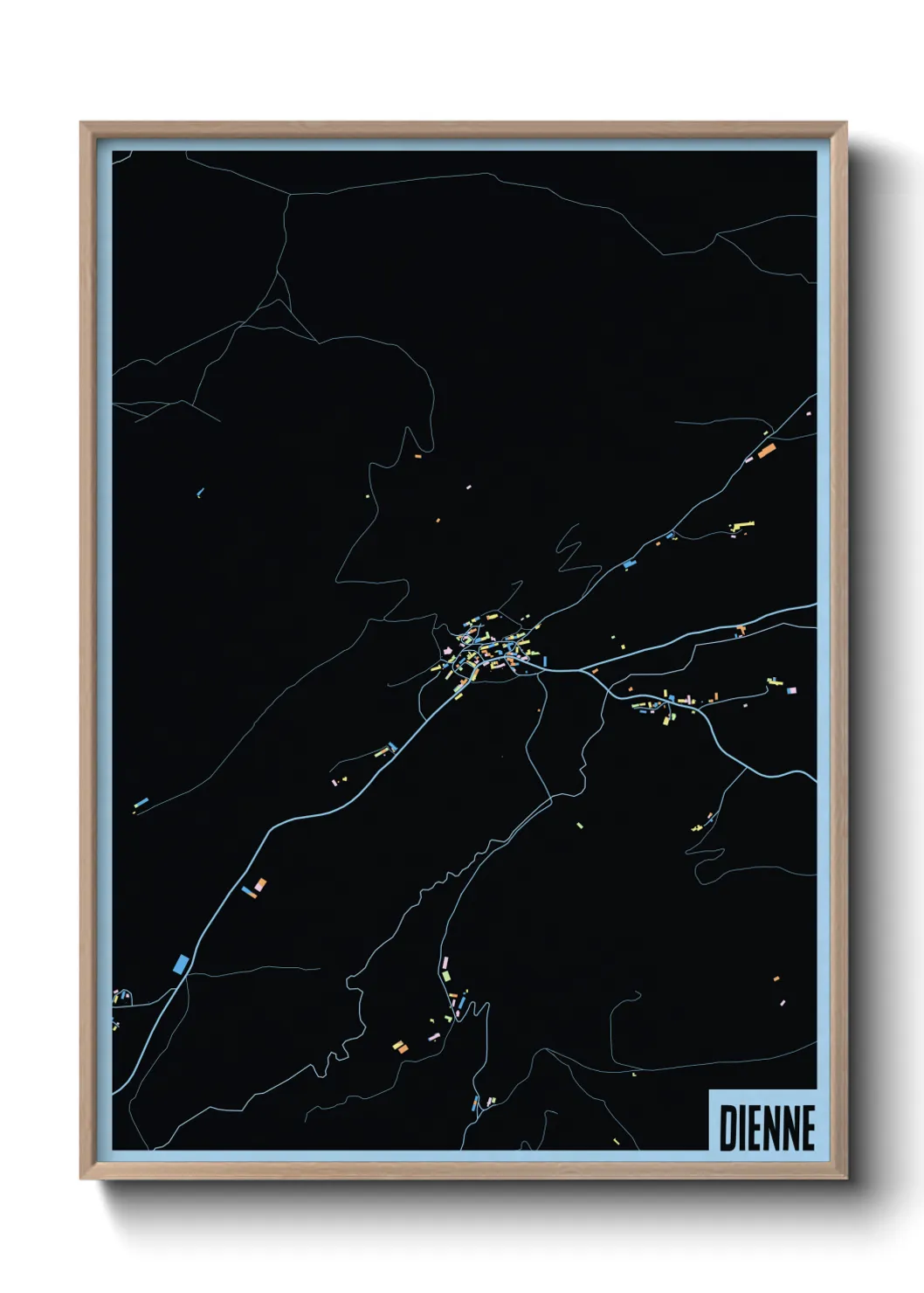 Une affiche de carte sur Dienne