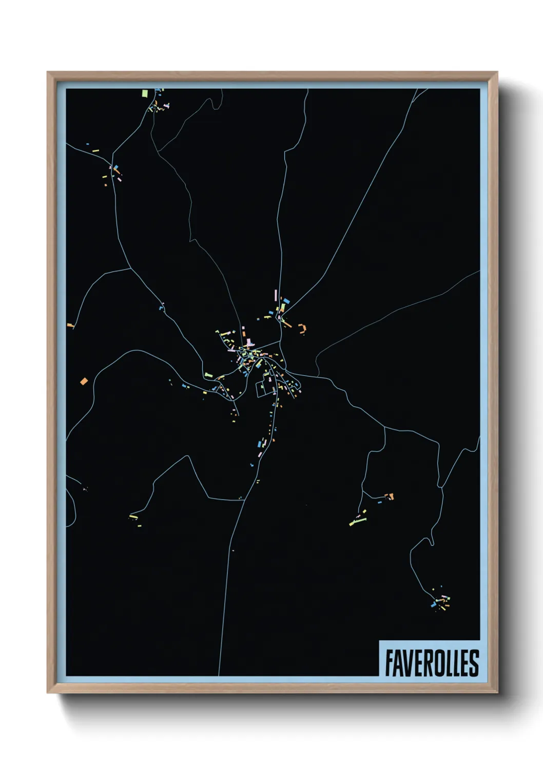 Une affiche de carte sur Faverolles