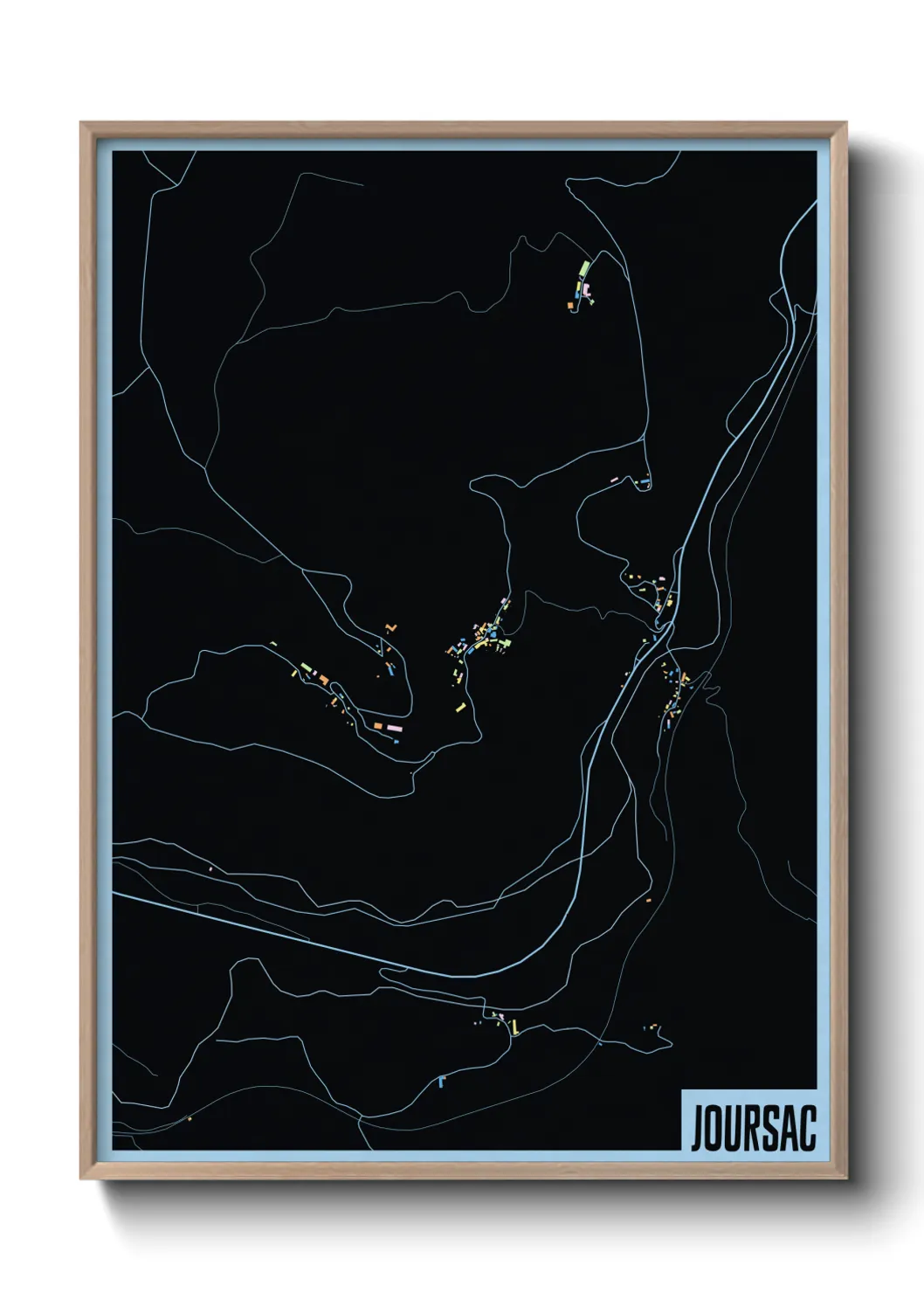 Une affiche de carte sur Joursac