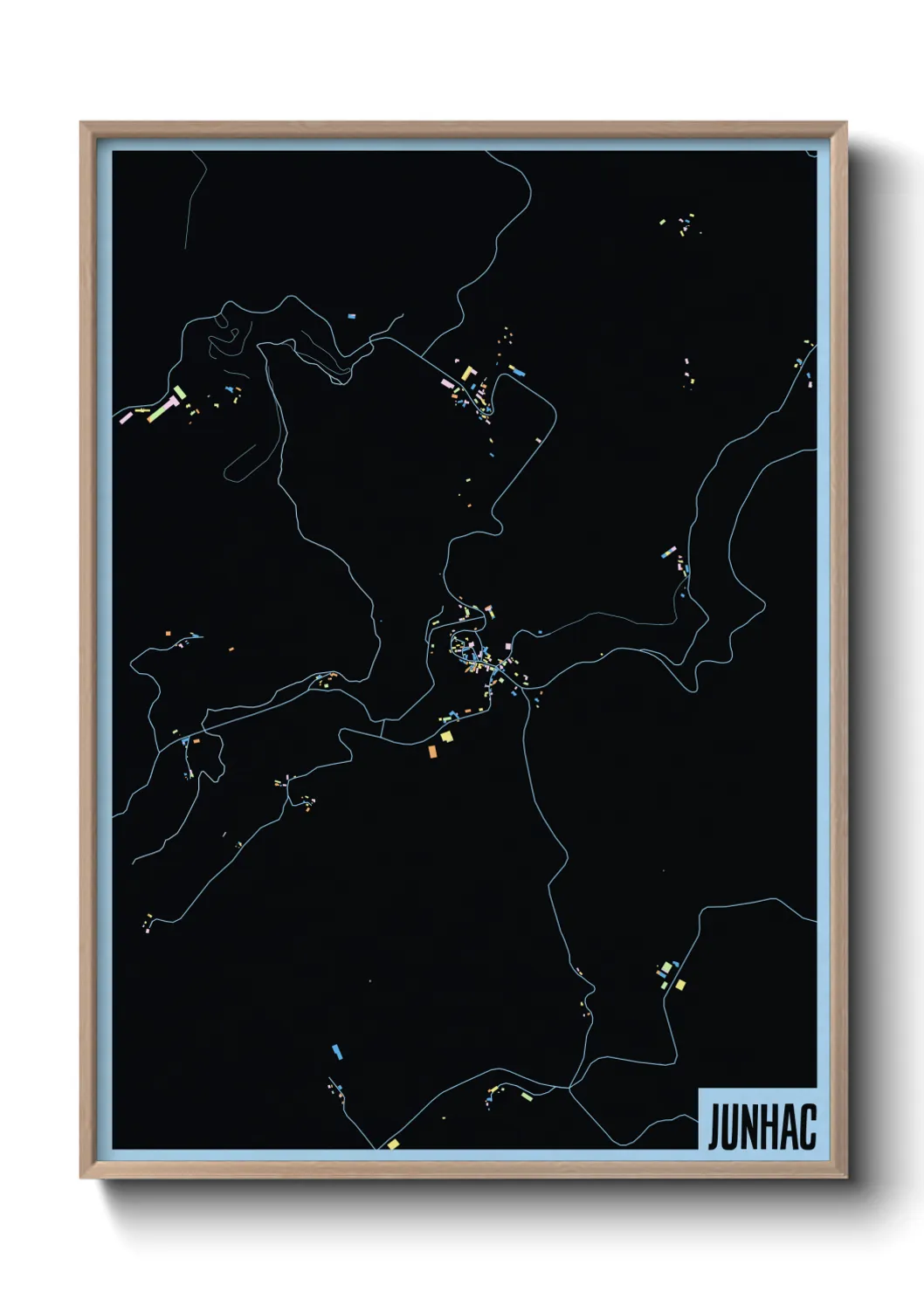 Une affiche de carte sur Junhac