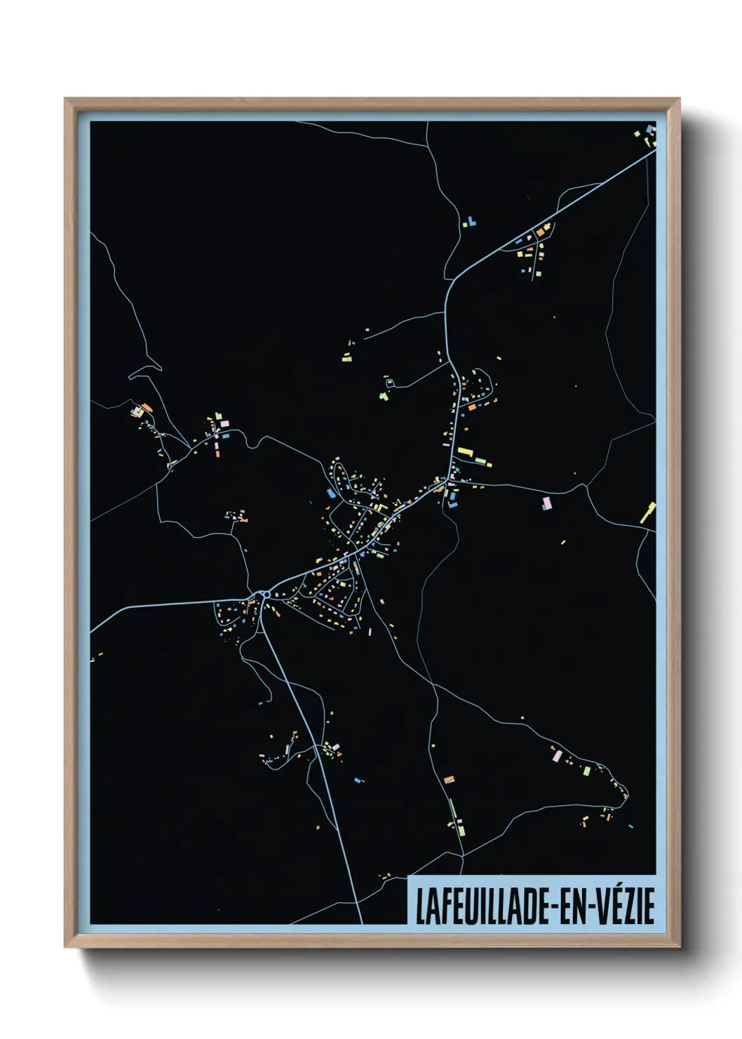 Une affiche de carte sur Lafeuillade-en-Vézie