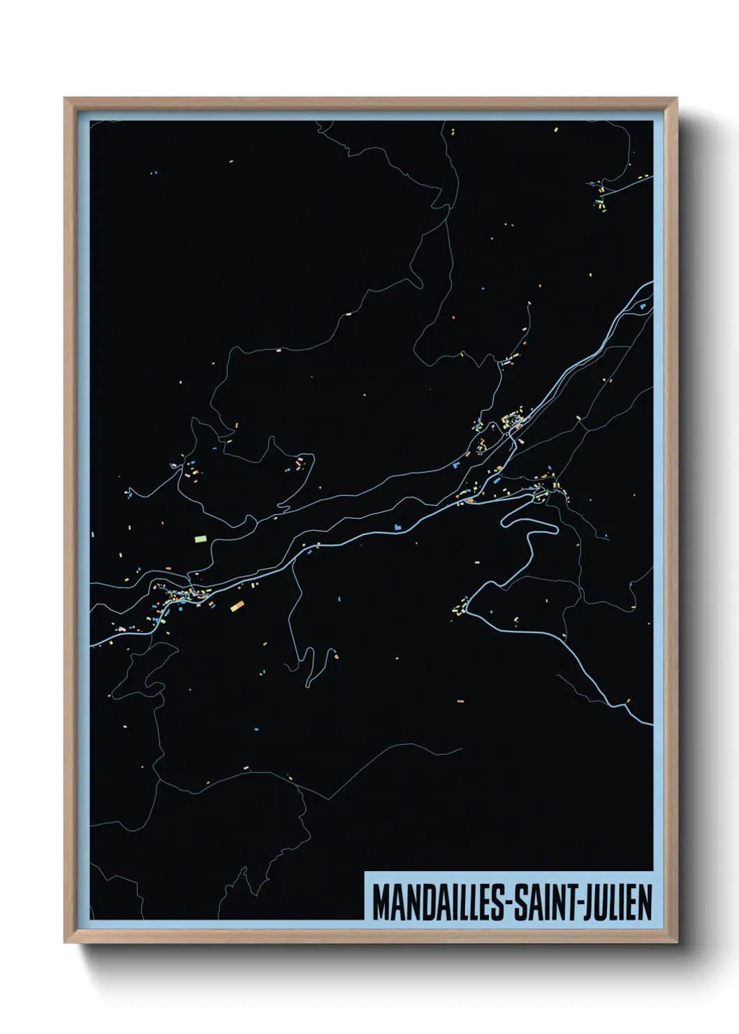 Une affiche de carte sur Mandailles-Saint-Julien