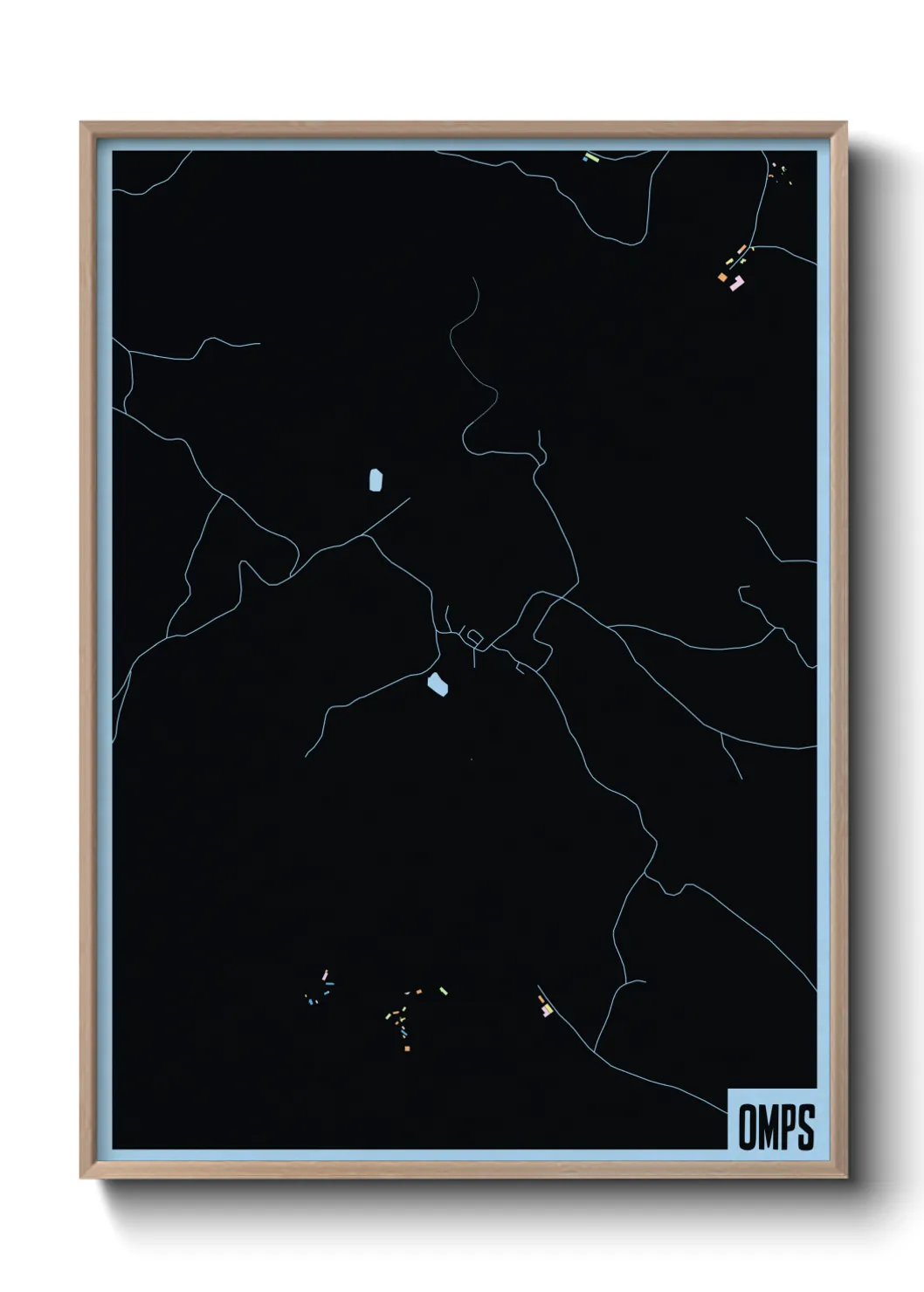 Une affiche de carte sur Omps