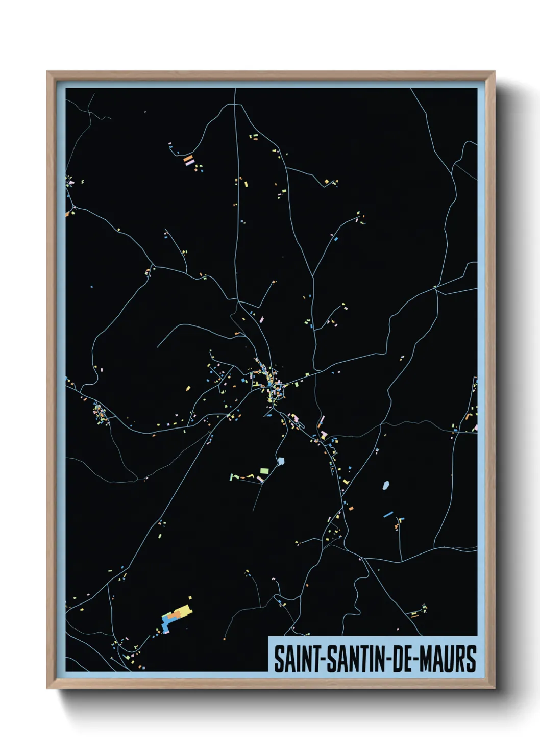 Une affiche de carte sur Saint-Santin-de-Maurs