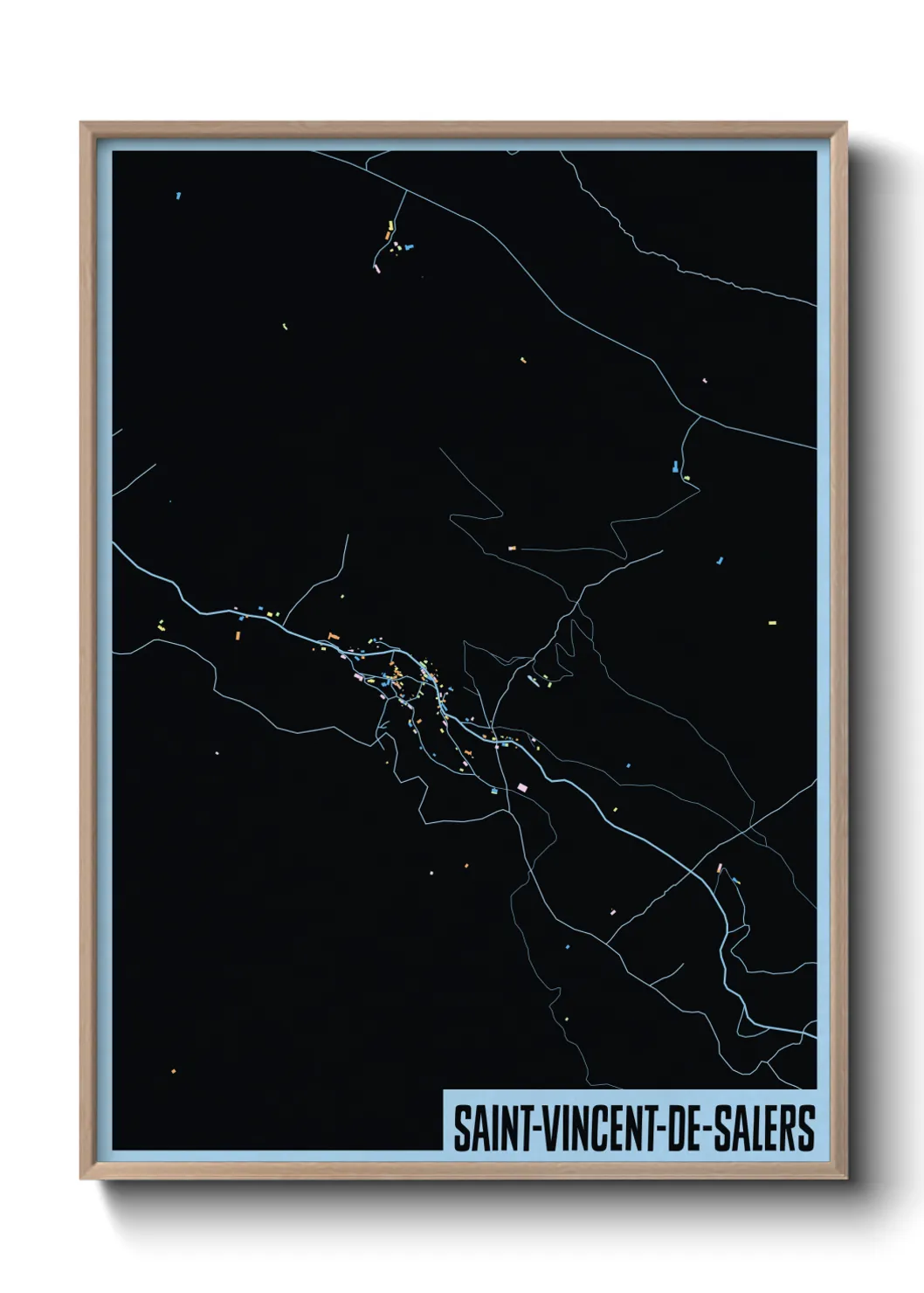 Une affiche de carte sur Saint-Vincent-de-Salers