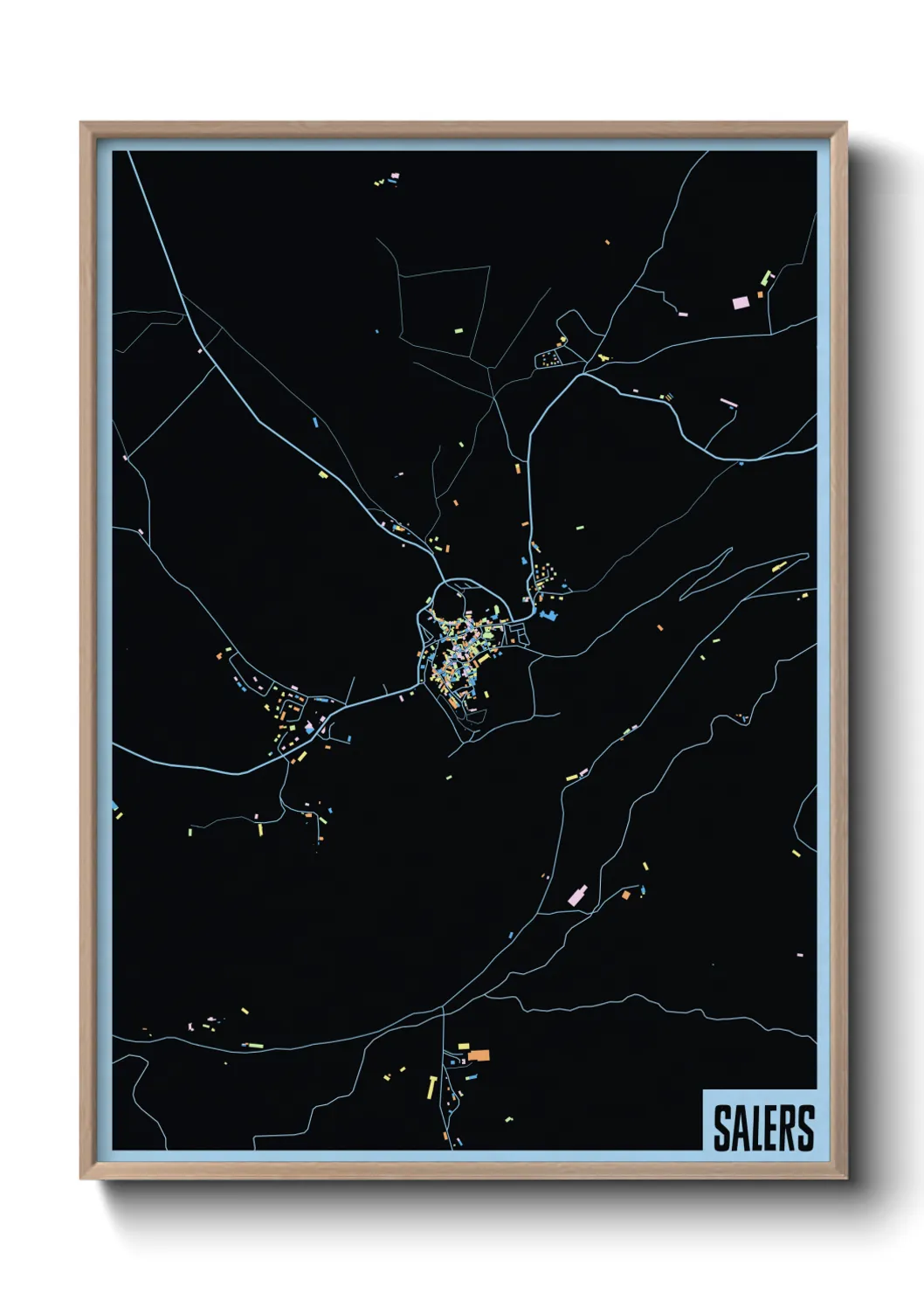 Une affiche de carte sur Salers