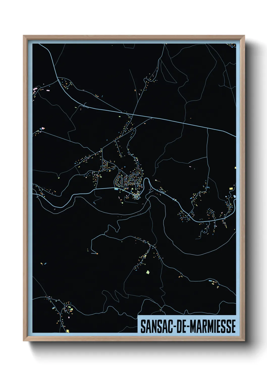 Une affiche de carte sur Sansac-de-Marmiesse