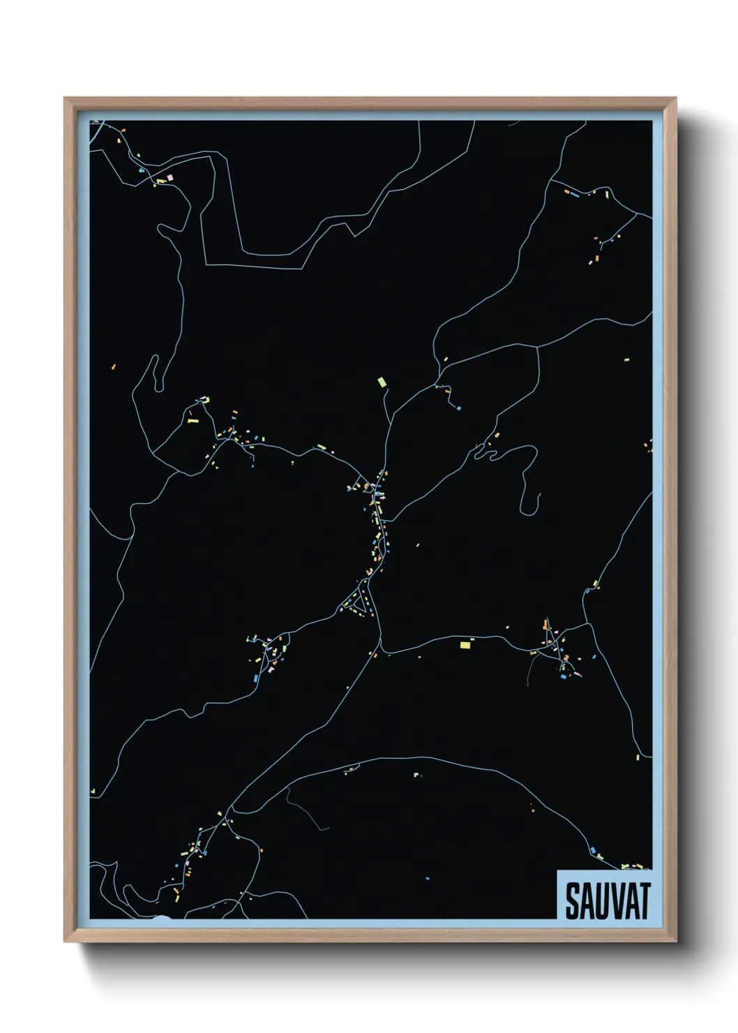 Une affiche de carte sur Sauvat