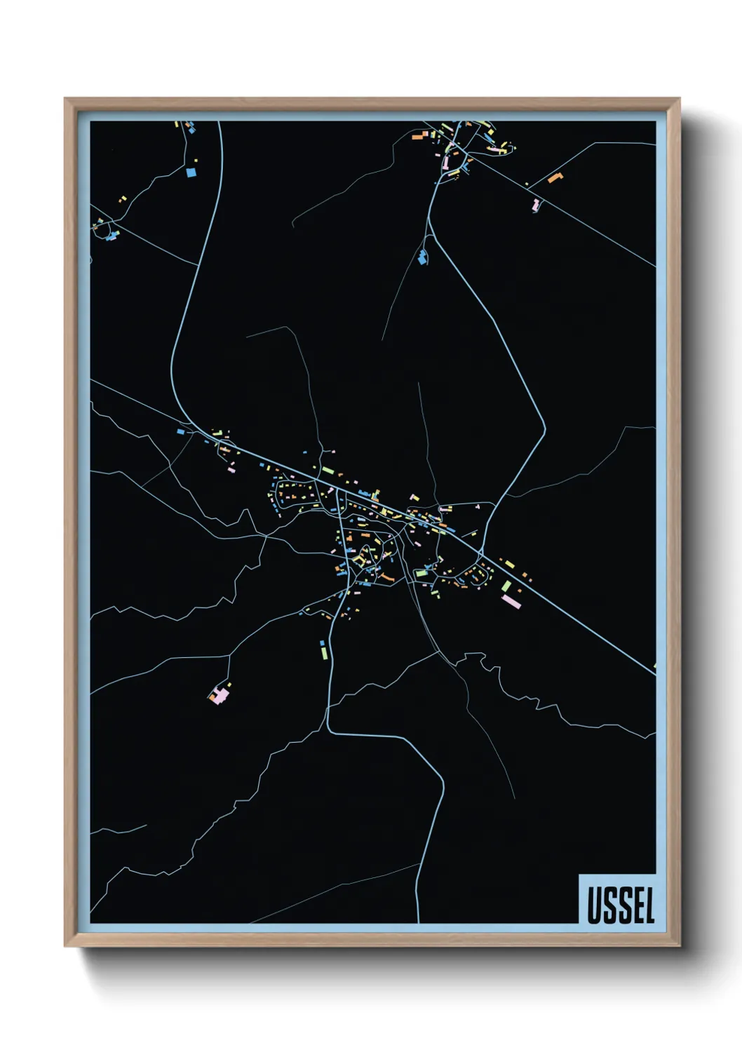 Une affiche de carte sur Ussel