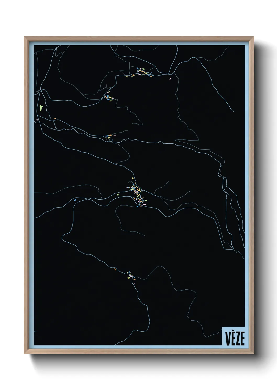 Une affiche de carte sur Vèze