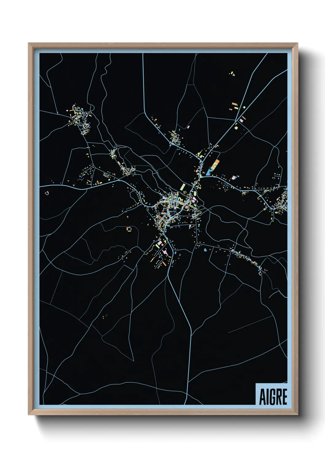 Une affiche de carte sur Aigre