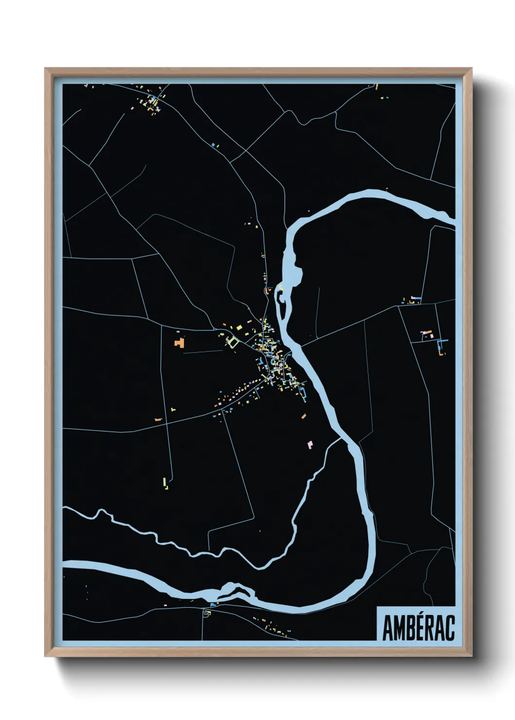 Une affiche de carte sur Ambérac