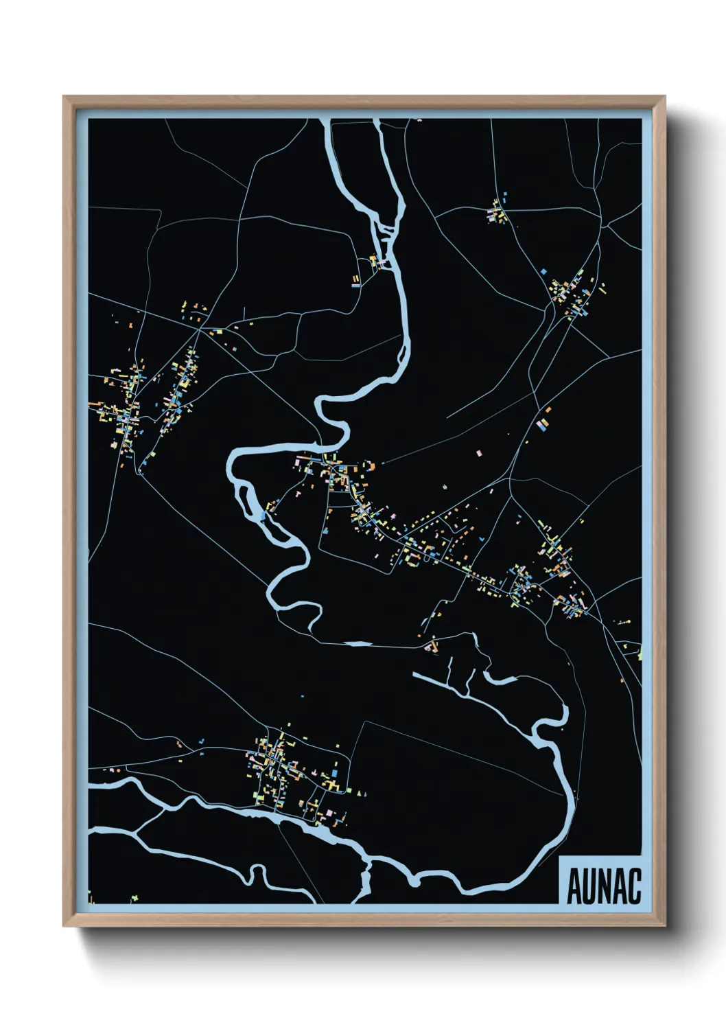 Une affiche de carte sur Aunac