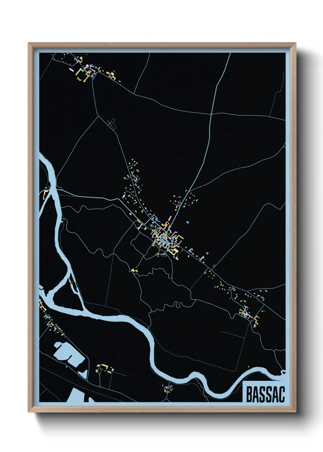 Une affiche de carte sur Bassac