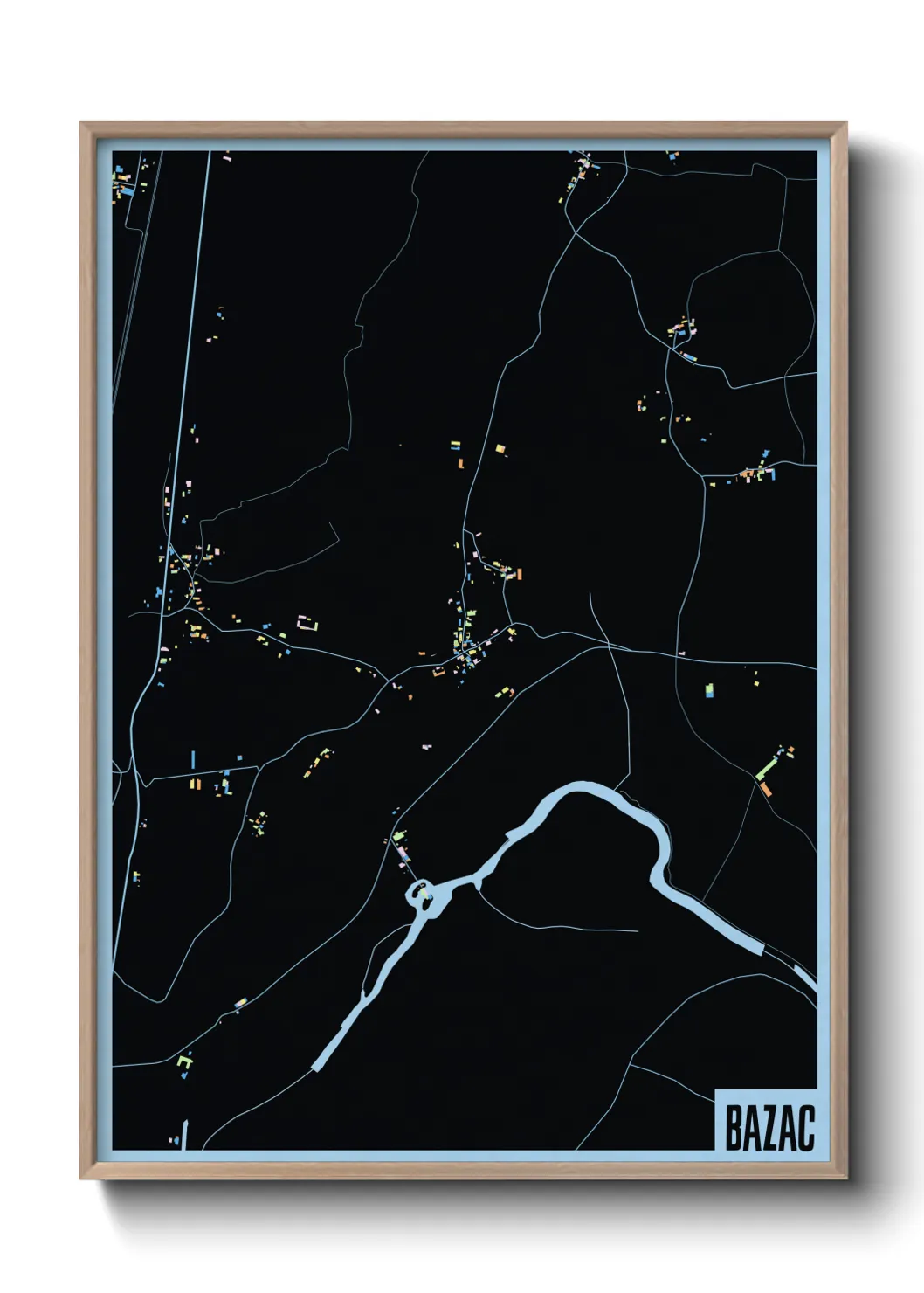 Une affiche de carte sur Bazac