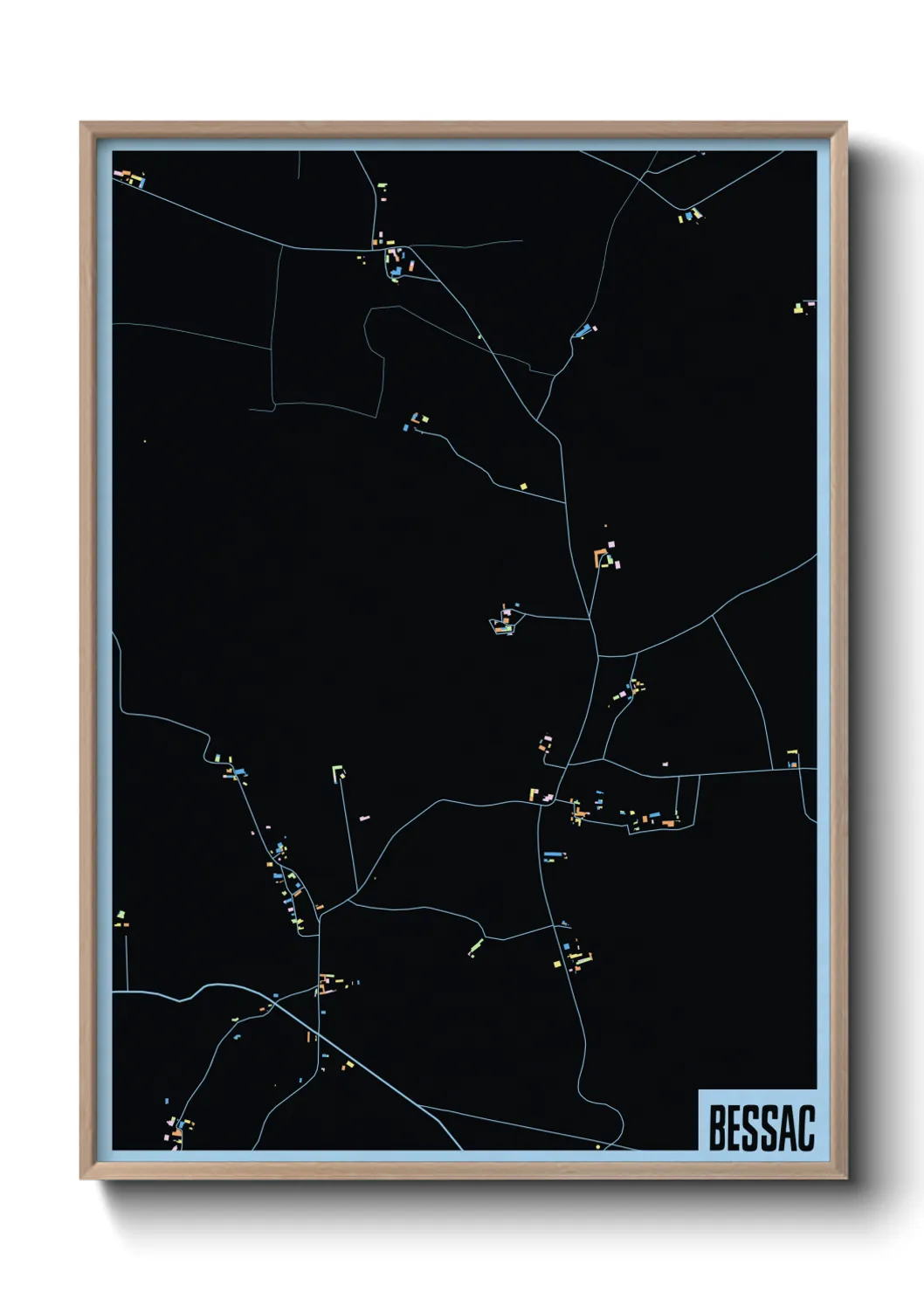 Une affiche de carte sur Bessac