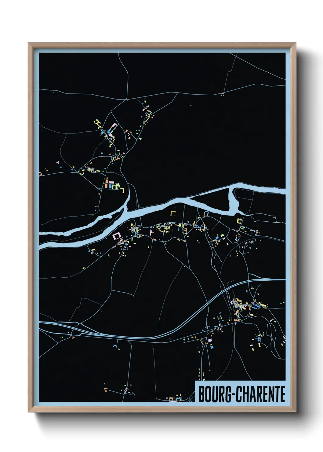 Une affiche de carte sur Bourg-Charente