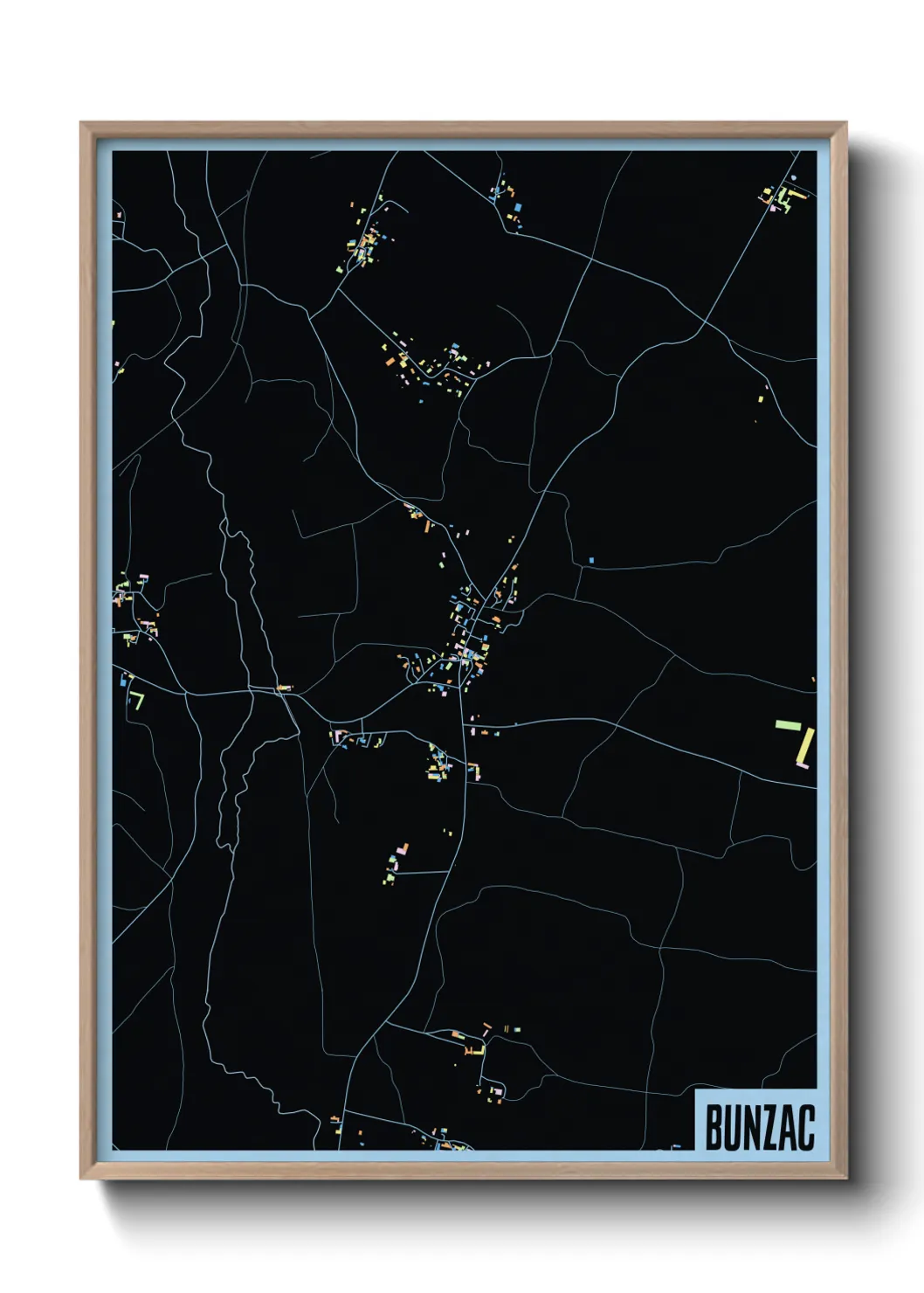 Une affiche de carte sur Bunzac