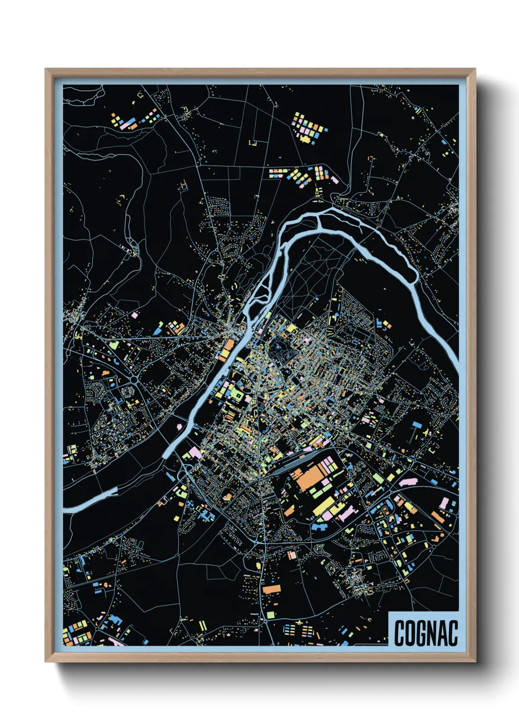 Une affiche de carte sur Cognac