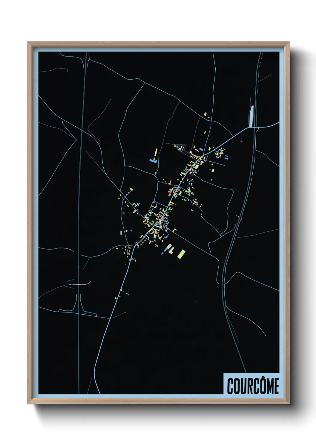 Une affiche de carte sur Courcôme