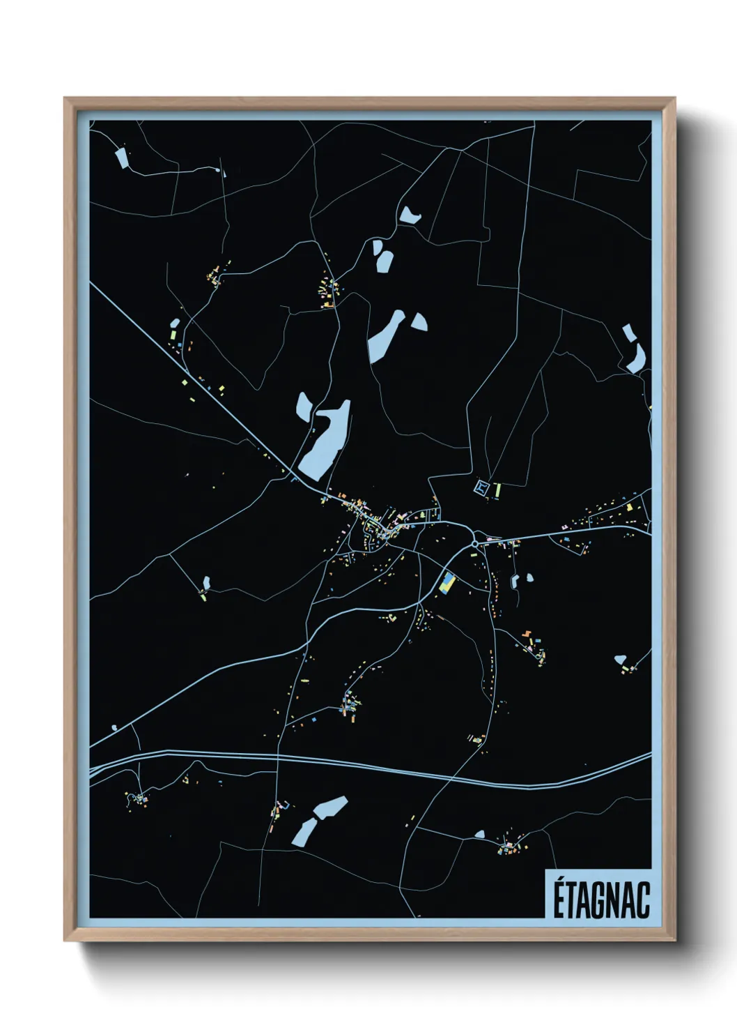 Une affiche de carte sur Étagnac